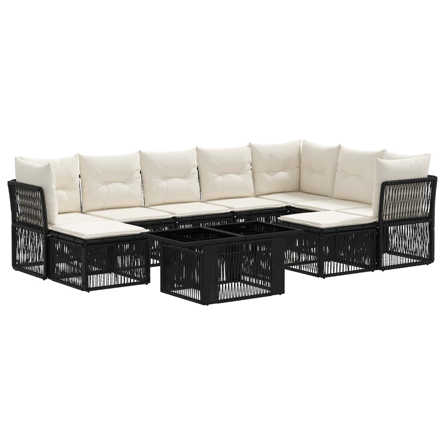Gartensofa-set 10 stk. Schwarz Poly-Rattan