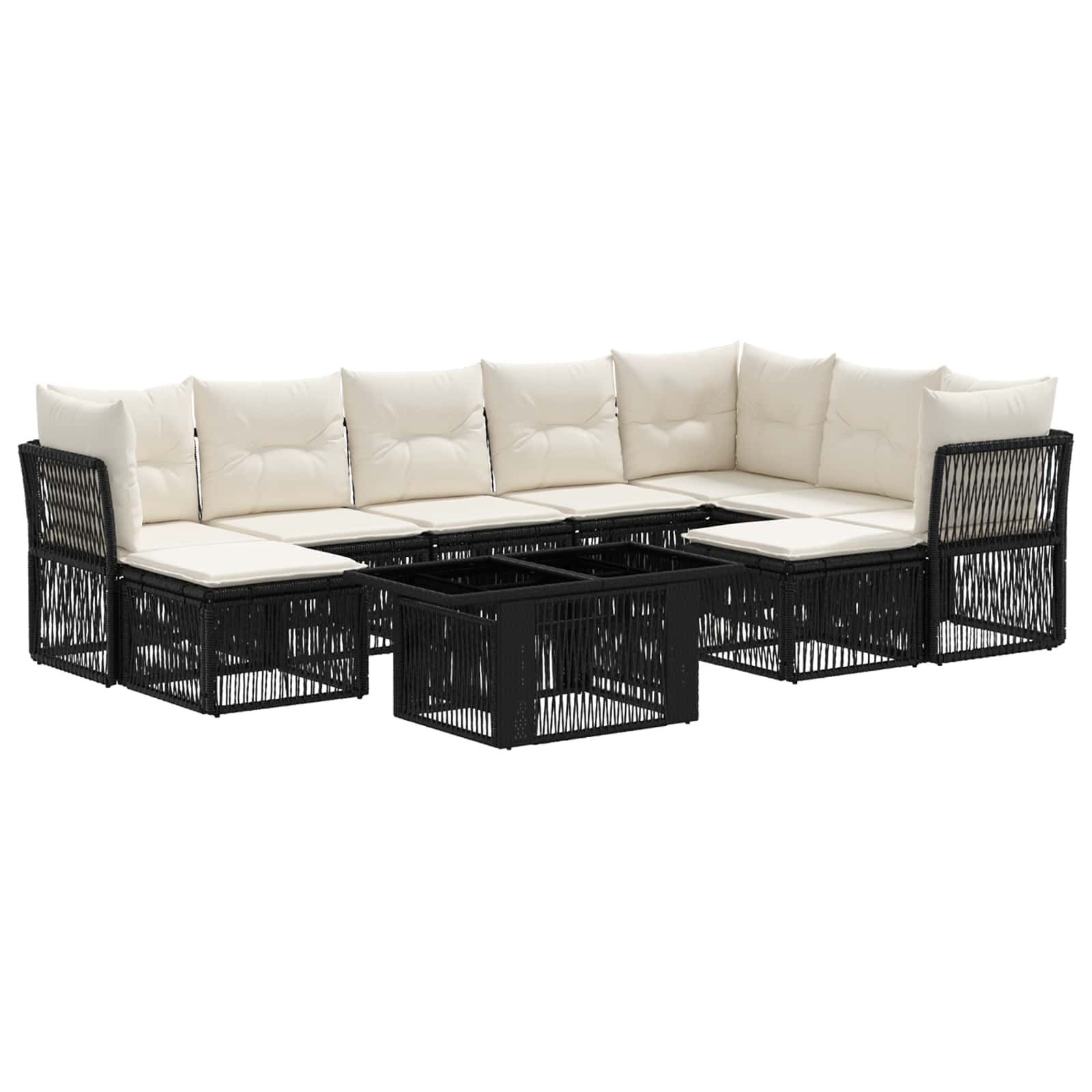 Gartensofa-set 10 stk. Schwarz Poly-Rattan