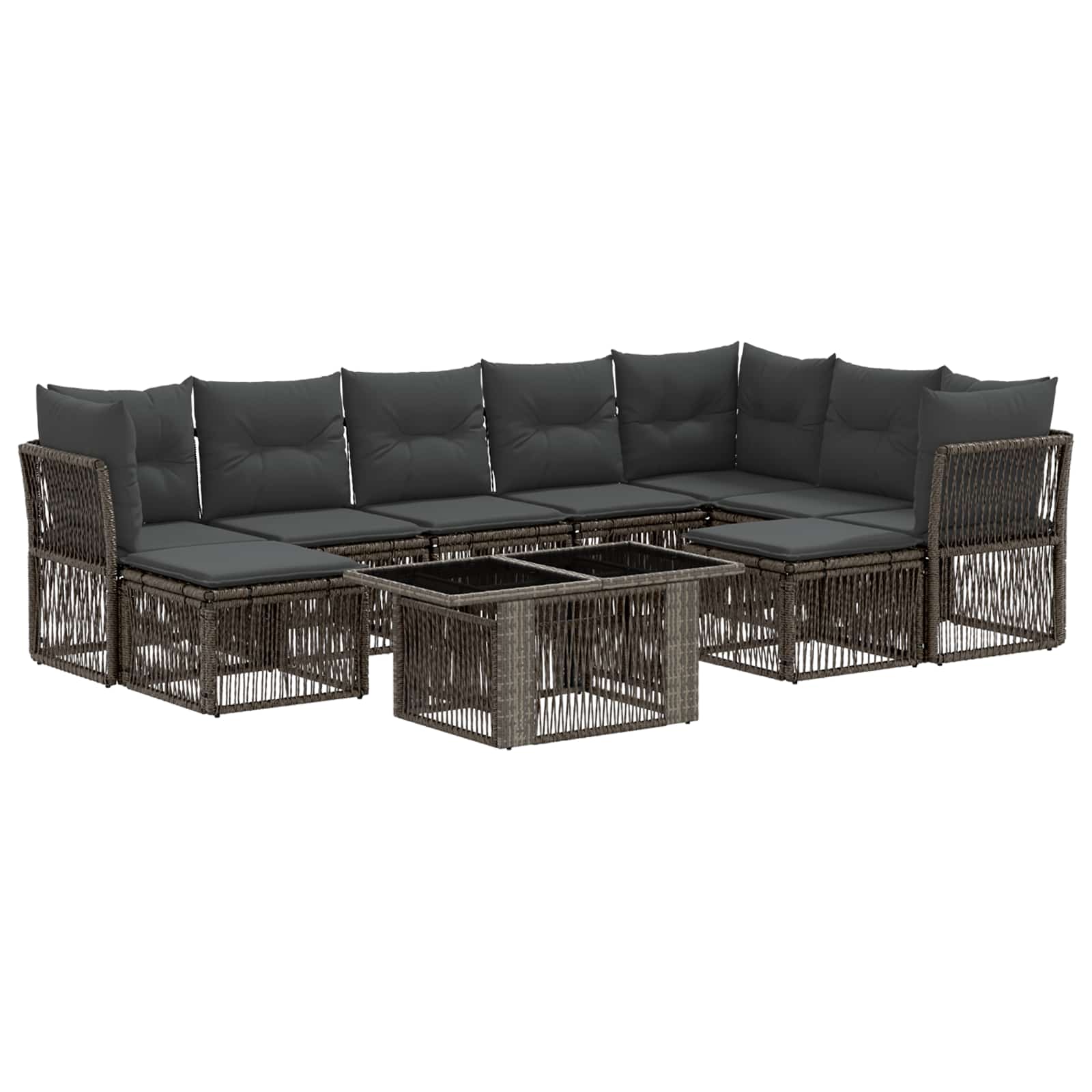 Gartensofa-set 10 stk. Grau Poly-Rattan