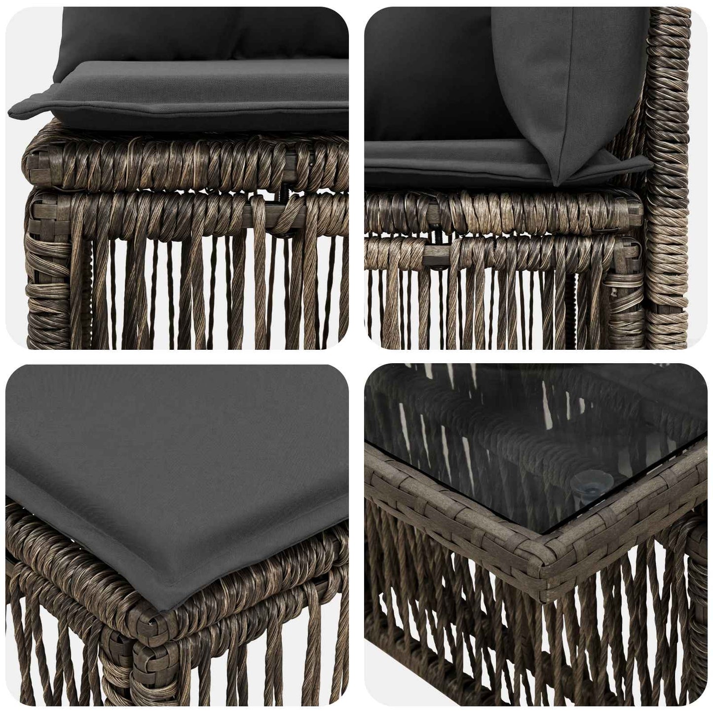 Gartensofa-set 11 stk. Grau Poly-Rattan
