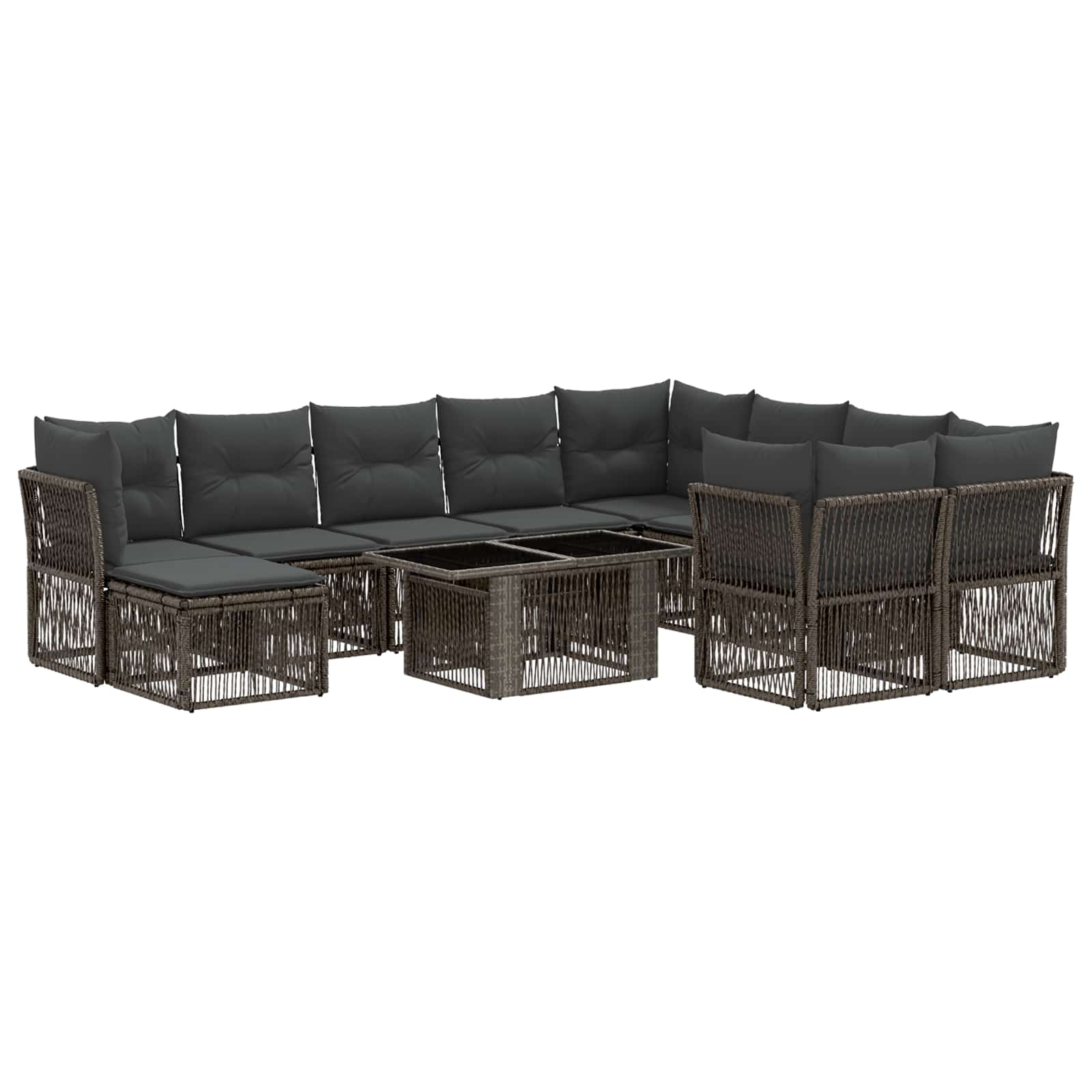 Gartensofa-set 11 stk. Grau Poly-Rattan