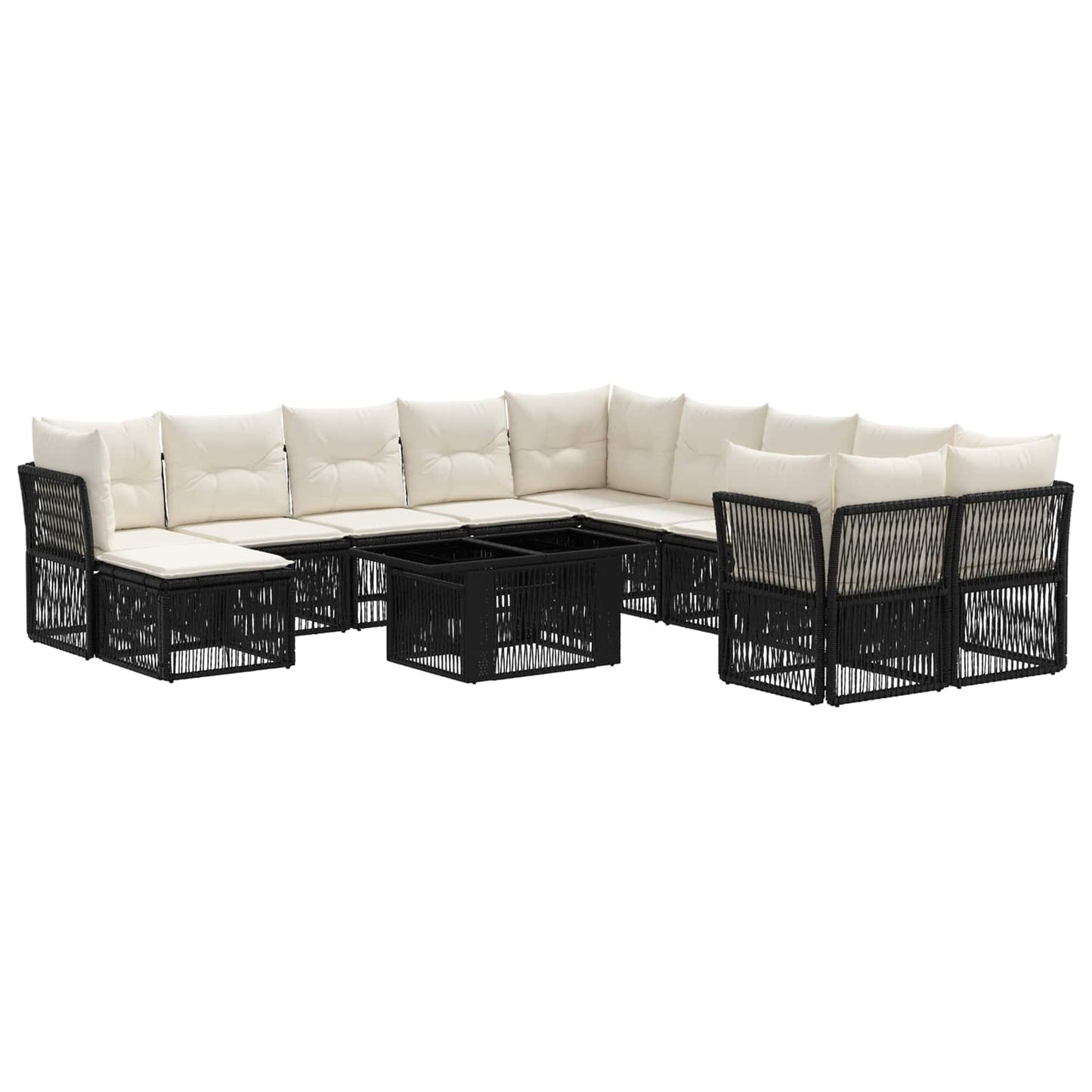 Gartensofa-set 12 stk. Schwarz Poly-Rattan