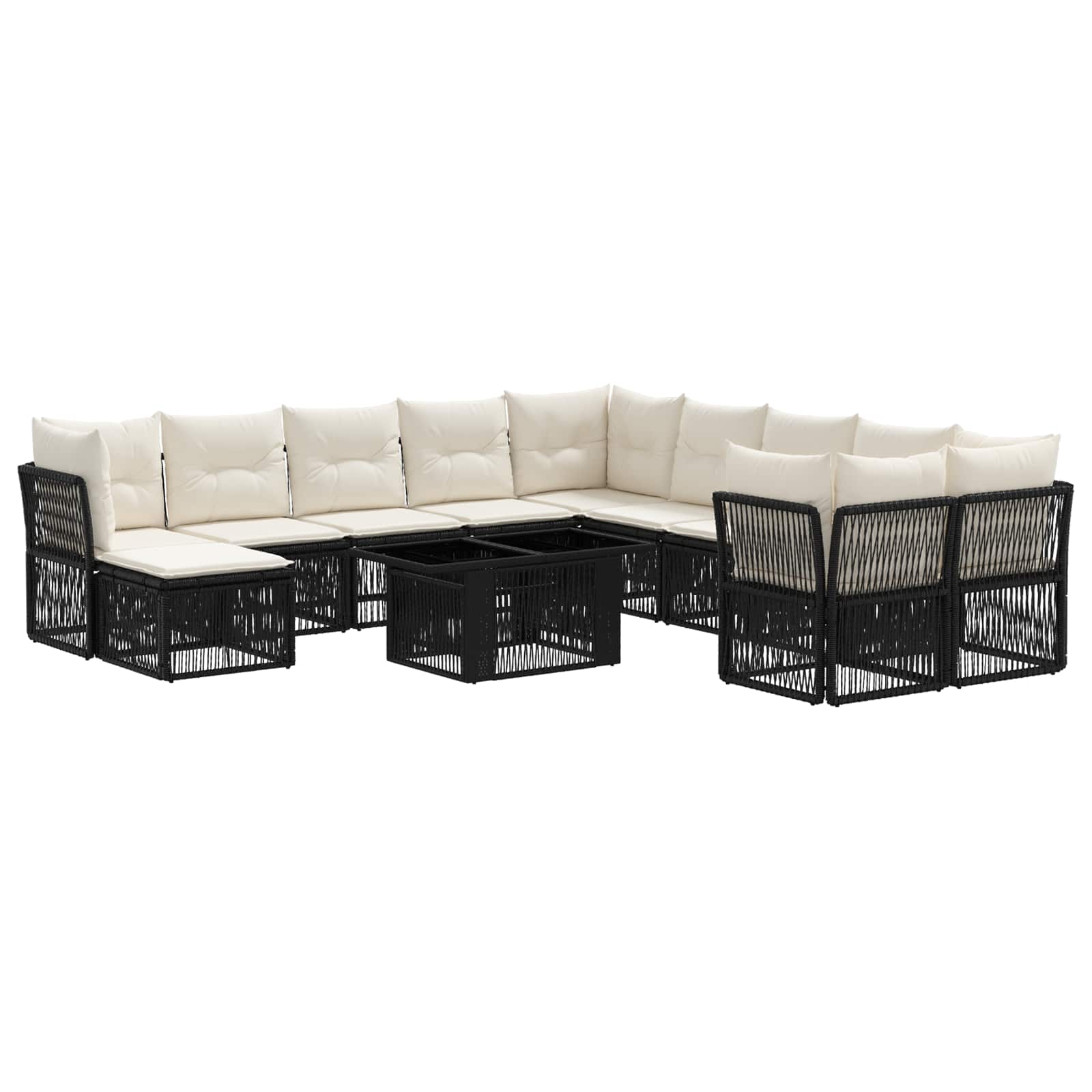 Gartensofa-set 12 stk. Schwarz Poly-Rattan