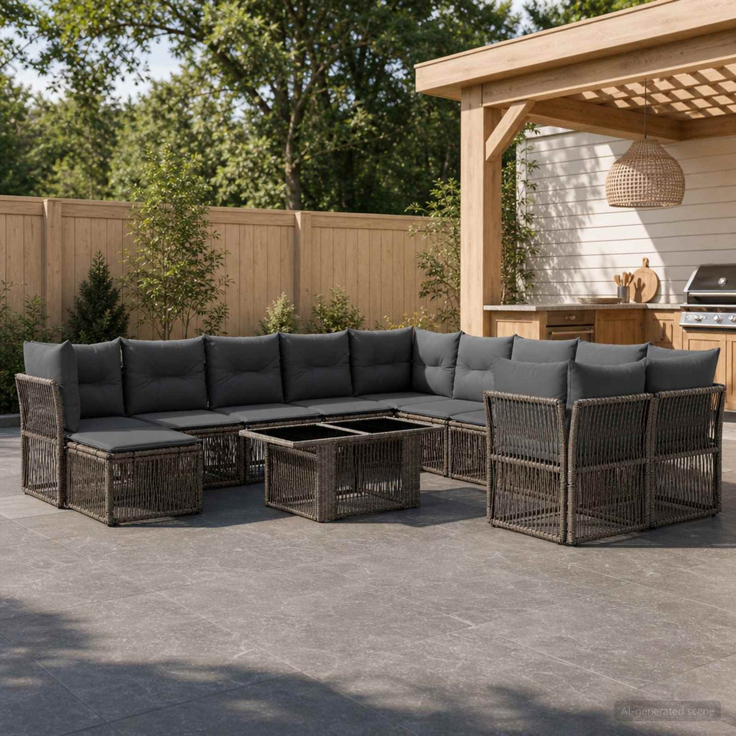 Gartensofa-set 12 stk. Grau Poly-Rattan