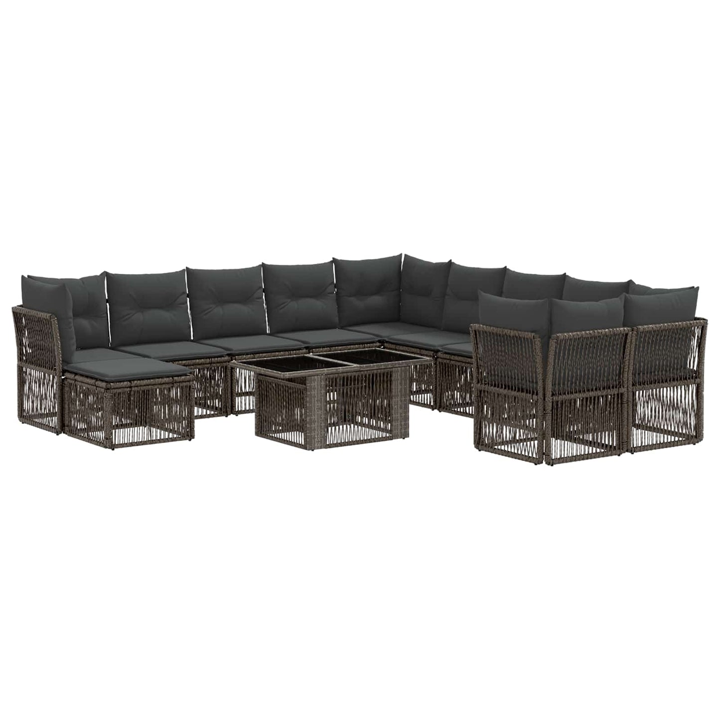 Gartensofa-set 12 stk. Grau Poly-Rattan