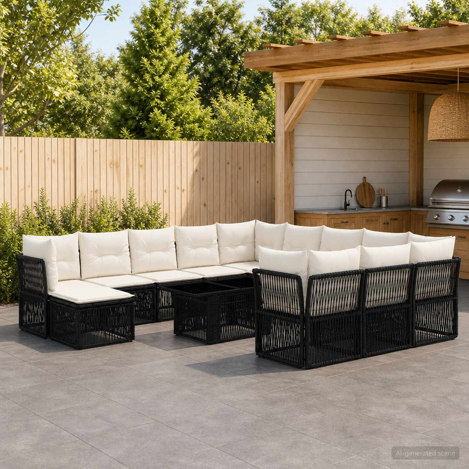 Gartensofa-set 13 stk. Schwarz Poly-Rattan