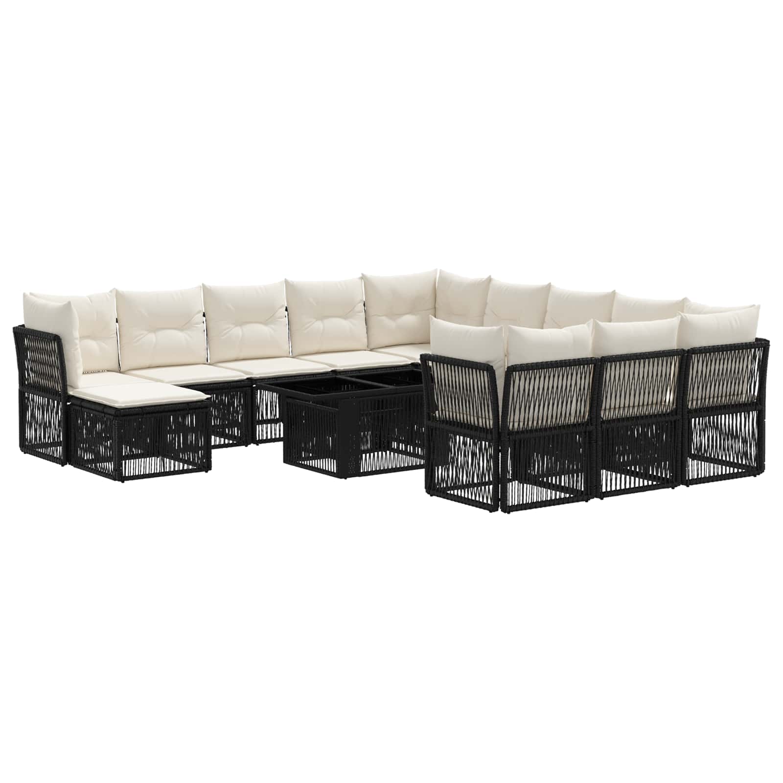 Gartensofa-set 13 stk. Schwarz Poly-Rattan