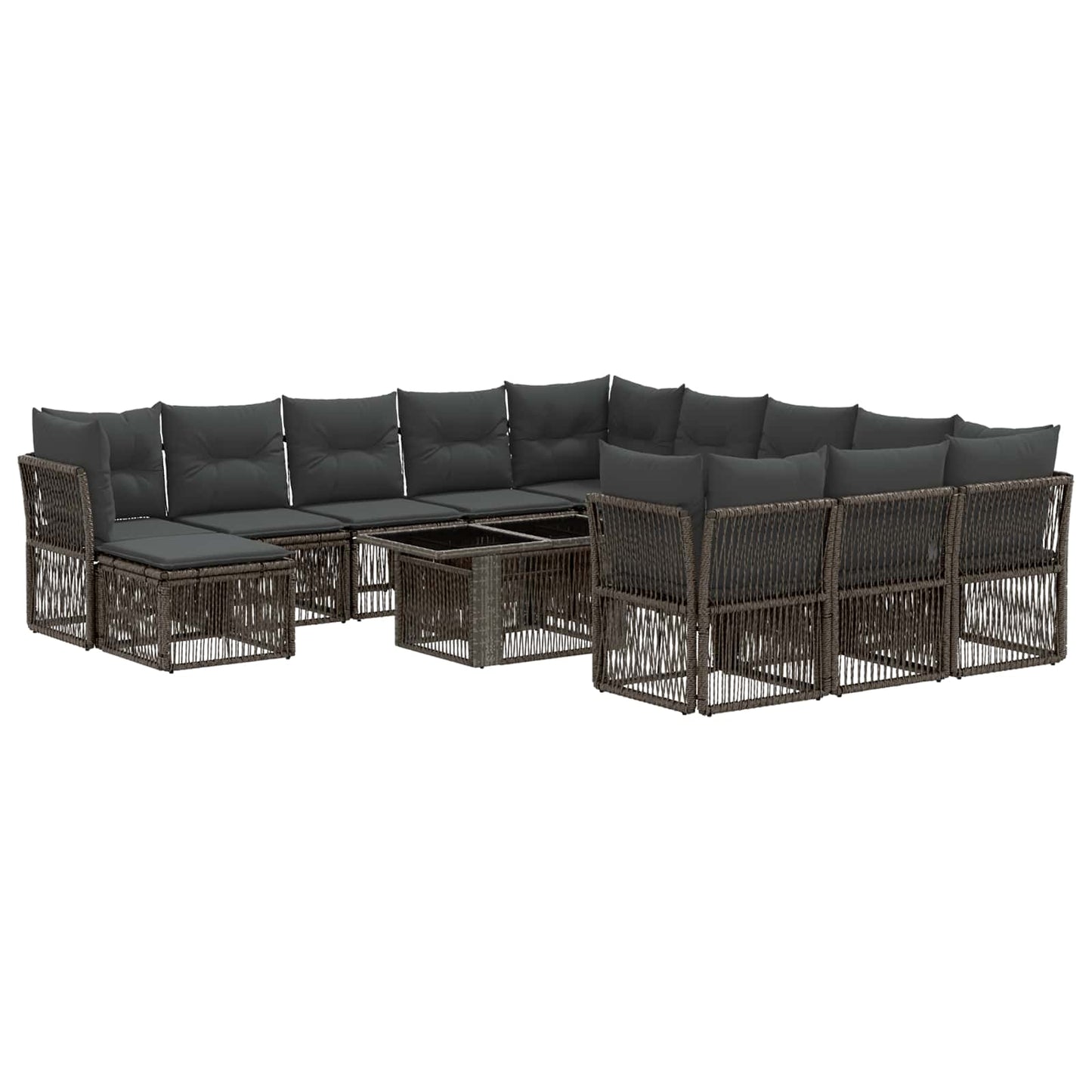 Gartensofa-set 13 stk. Grau und Dunkelgrau Poly-Rattan