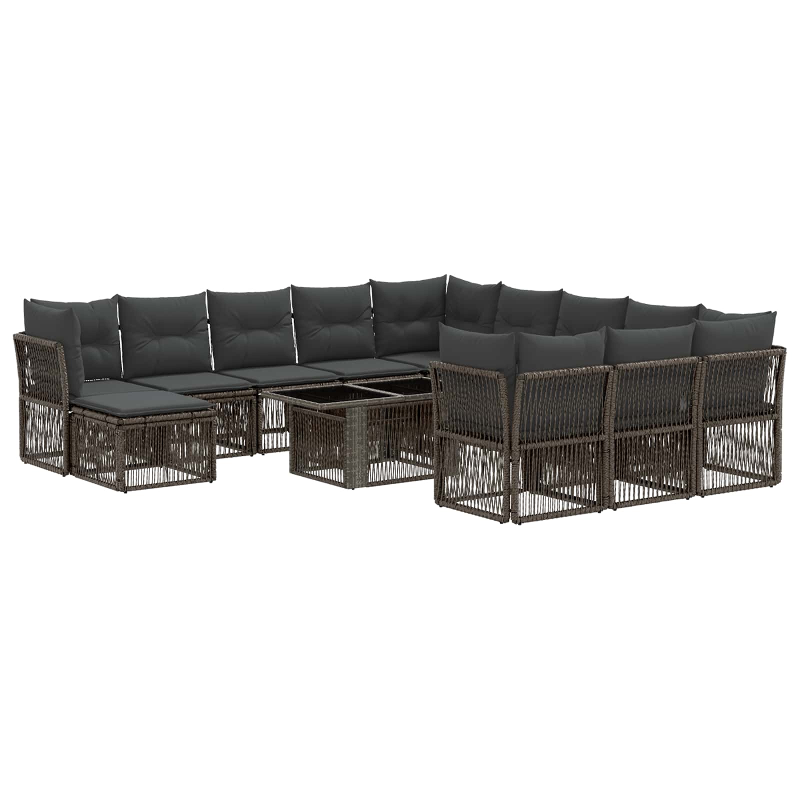 Gartensofa-set 13 stk. Grau und Dunkelgrau Poly-Rattan