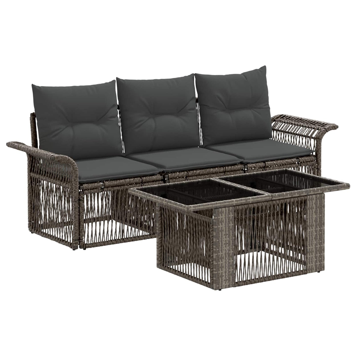 Gartensofa-set 4 stk. Grau und Dunkelgrau Poly-Rattan