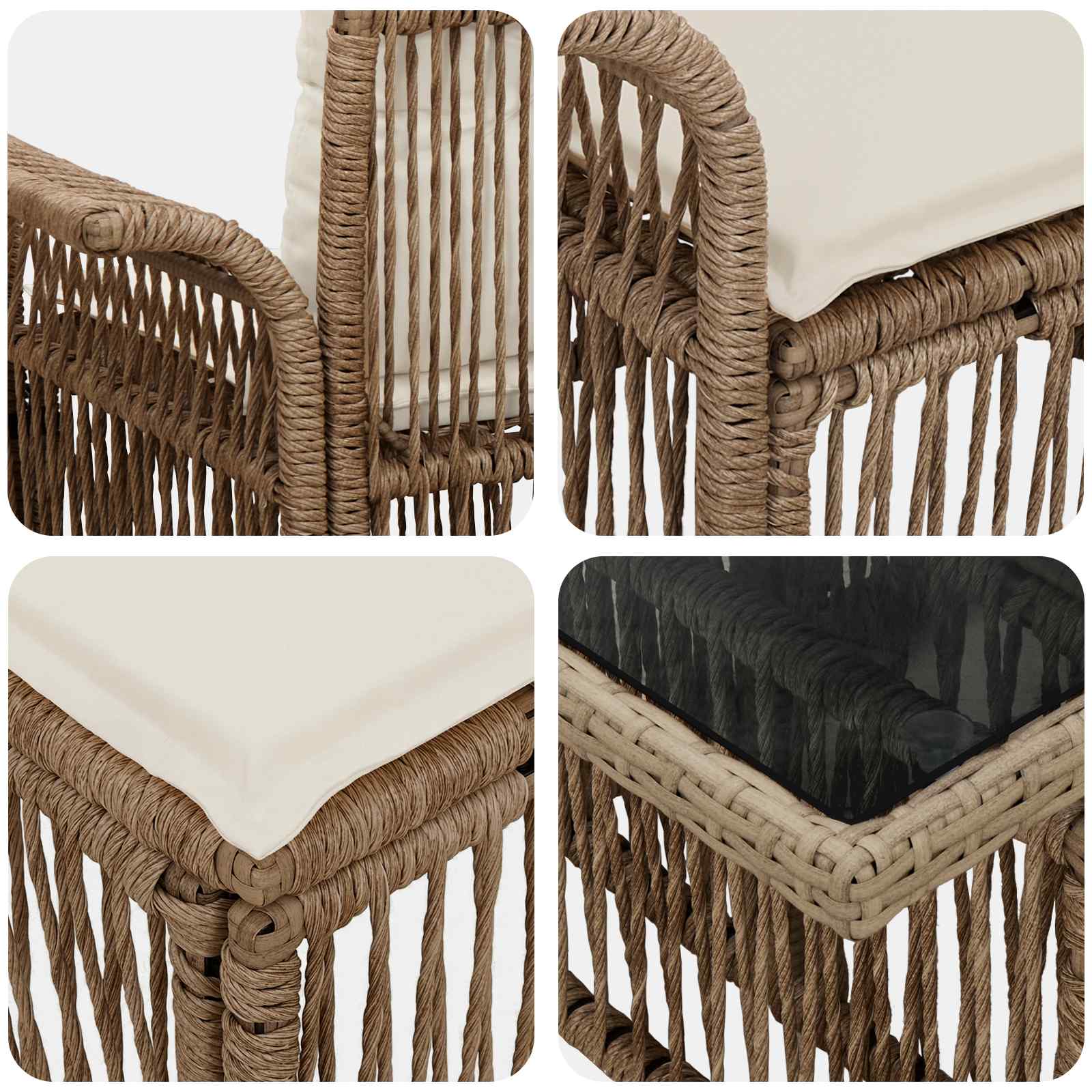 Gartensofa-set 4 stk. Beige und Cremeweiß Poly-Rattan