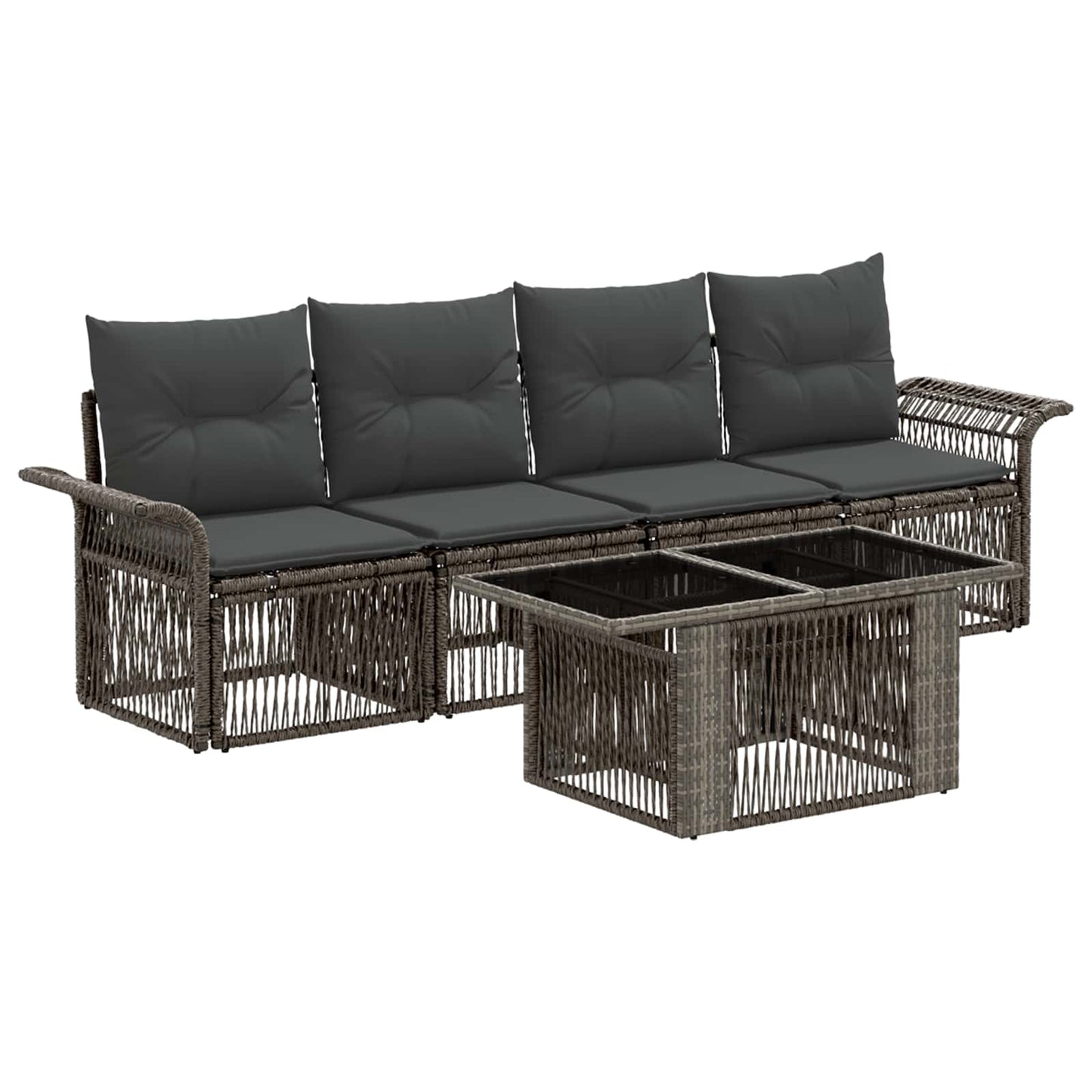 Gartensofa-set 5 stk. Grau und Dunkelgrau Poly-Rattan