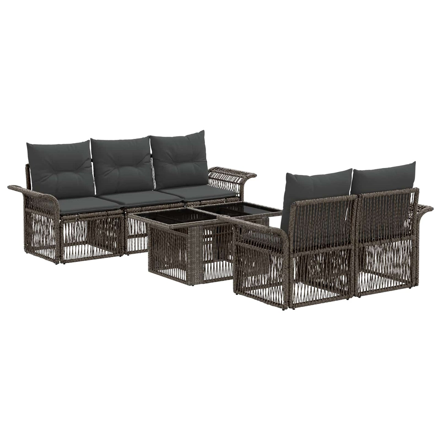 Gartensofa-set 6 stk. Grau und Dunkelgrau Poly-Rattan