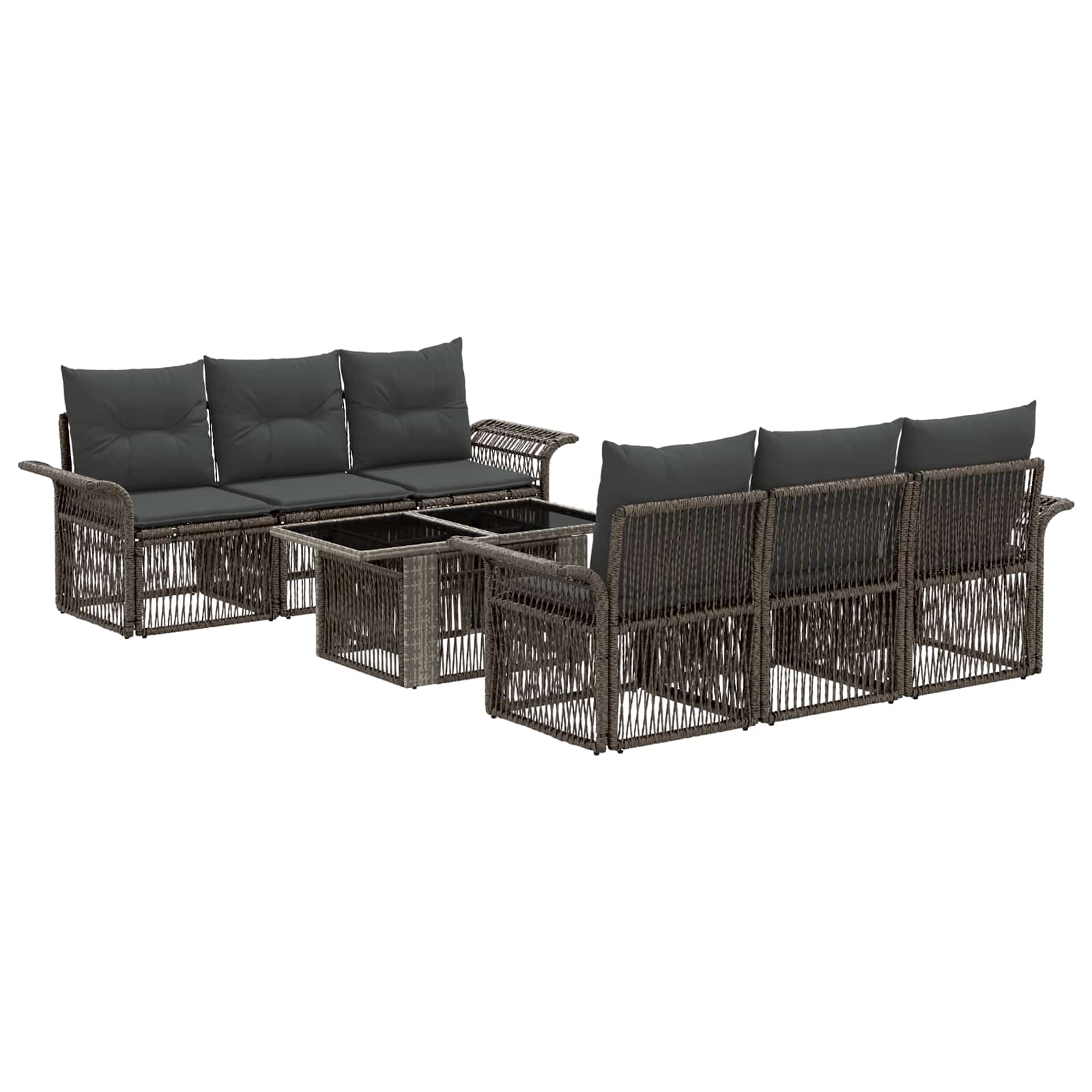 Gartensofa-set 7 stk. Grau und Dunkelgrau Poly-Rattan