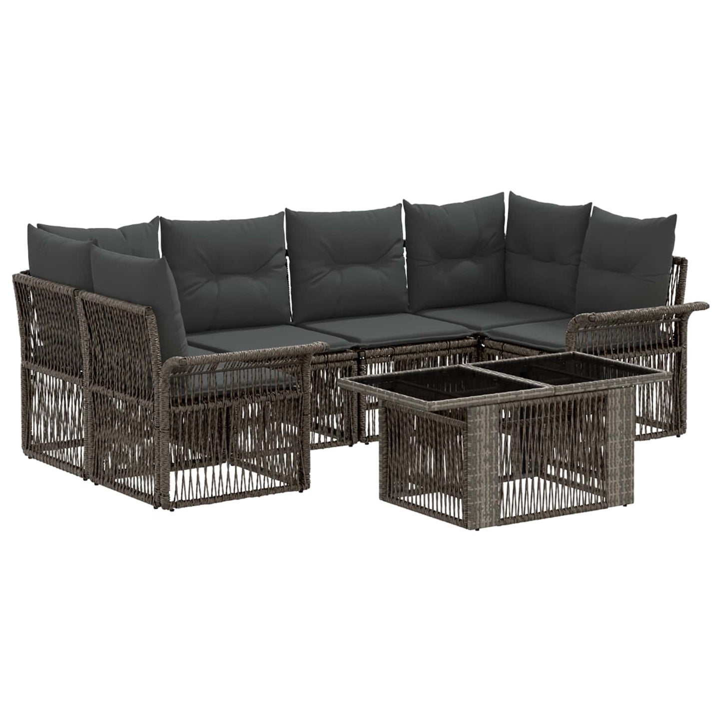 Gartensofa-set 7 stk. Grau und Dunkelgrau Poly-Rattan