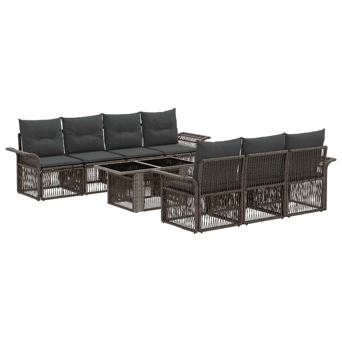 Gartensofa-set 8 stk. Grau und Dunkelgrau Poly-Rattan