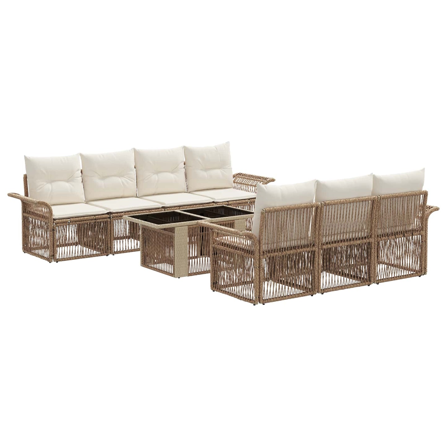 Gartensofa-set 8 stk. Beige und Cremeweiß Poly-Rattan