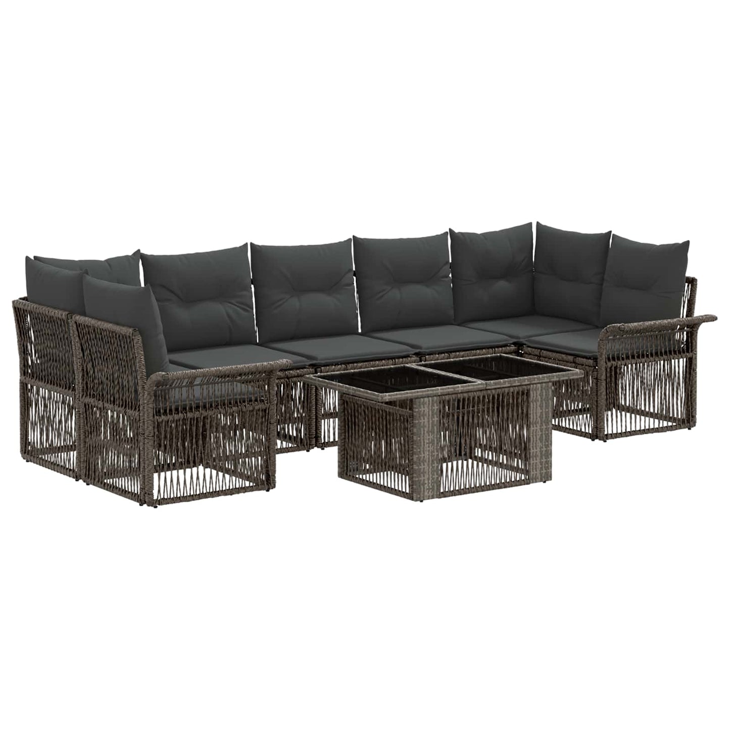 Gartensofa-set 8 stk. Grau und Dunkelgrau Poly-Rattan