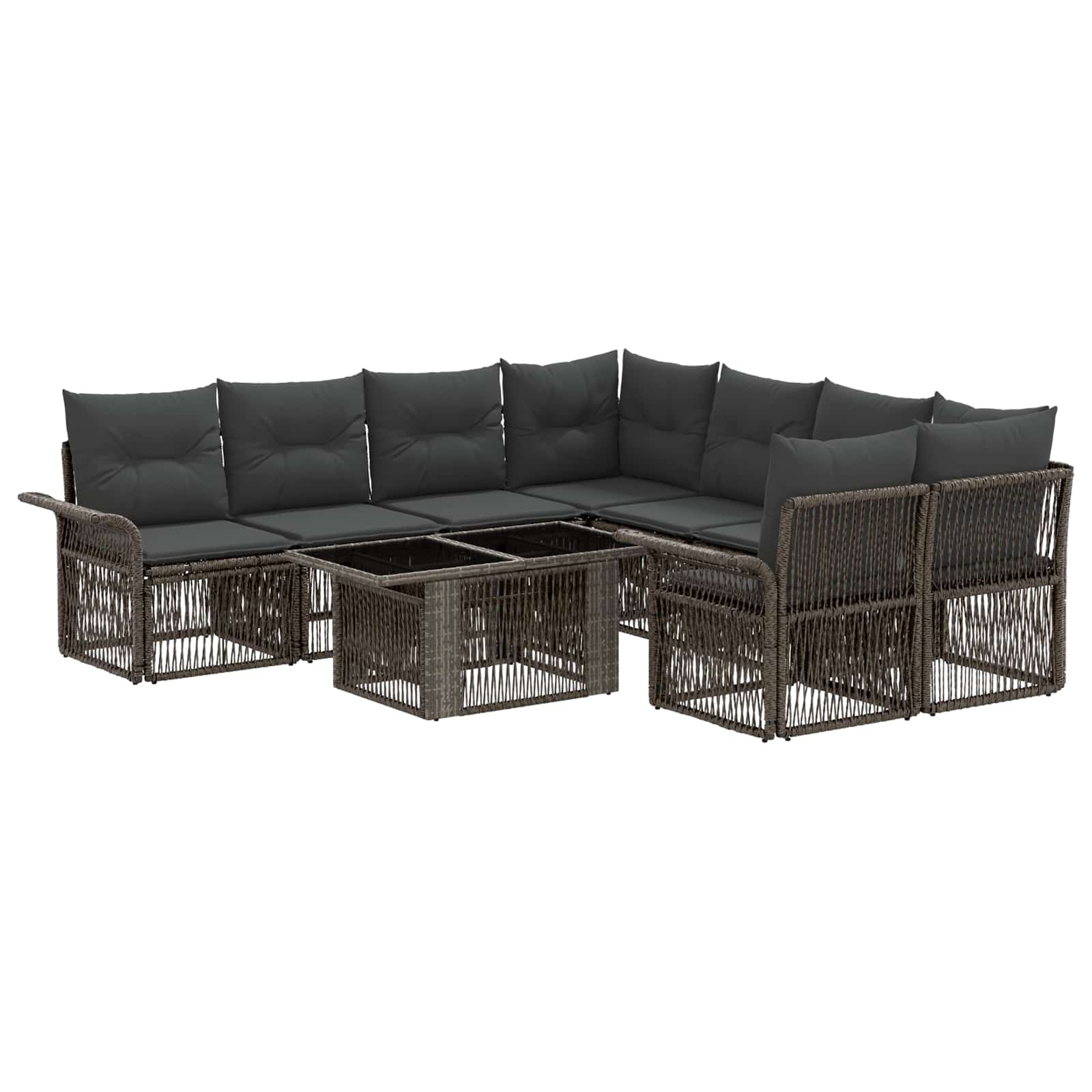 Gartensofa-set 9 stk. Grau und Dunkelgrau Poly-Rattan