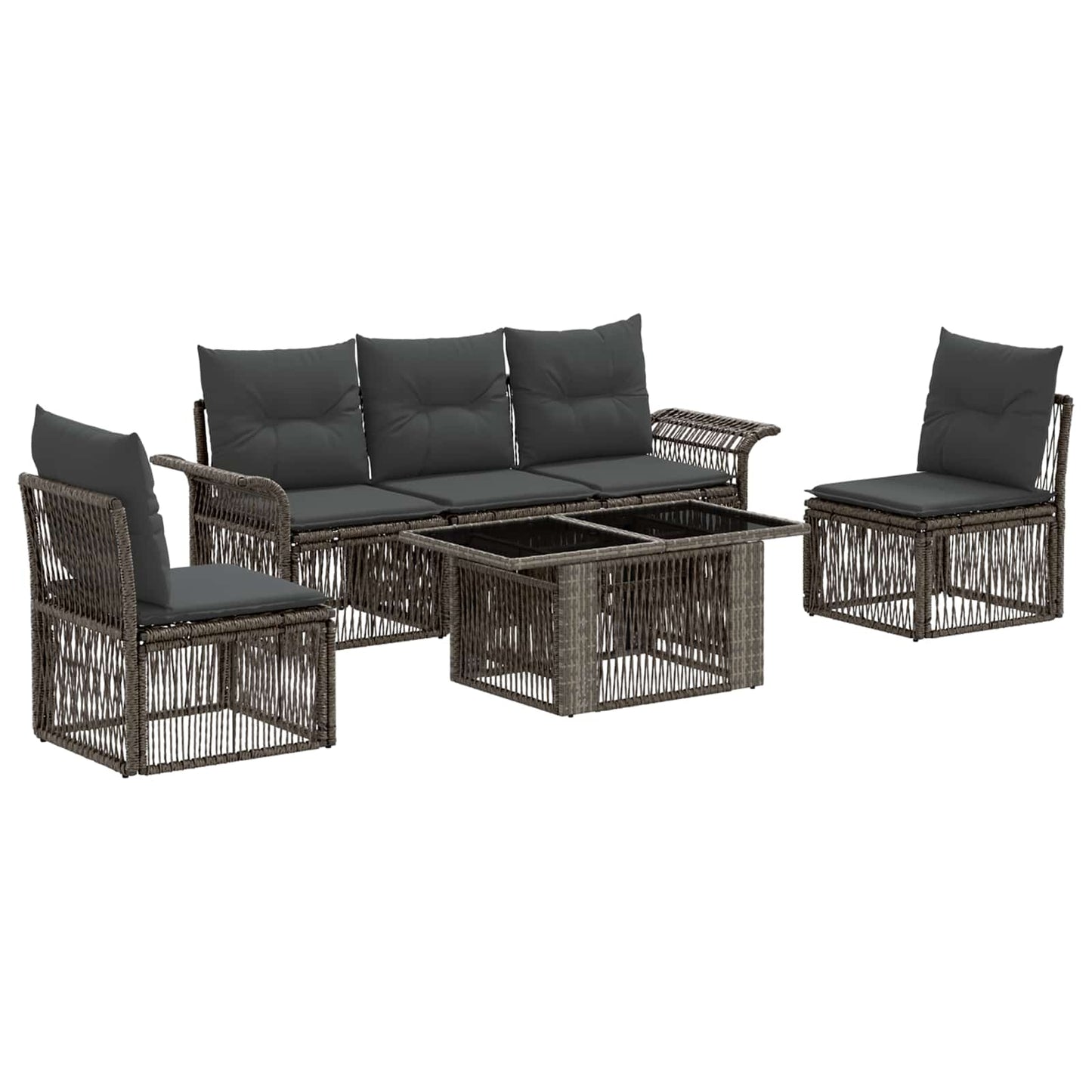 Gartensofa-set 6 stk. Grau und Dunkelgrau Poly-Rattan