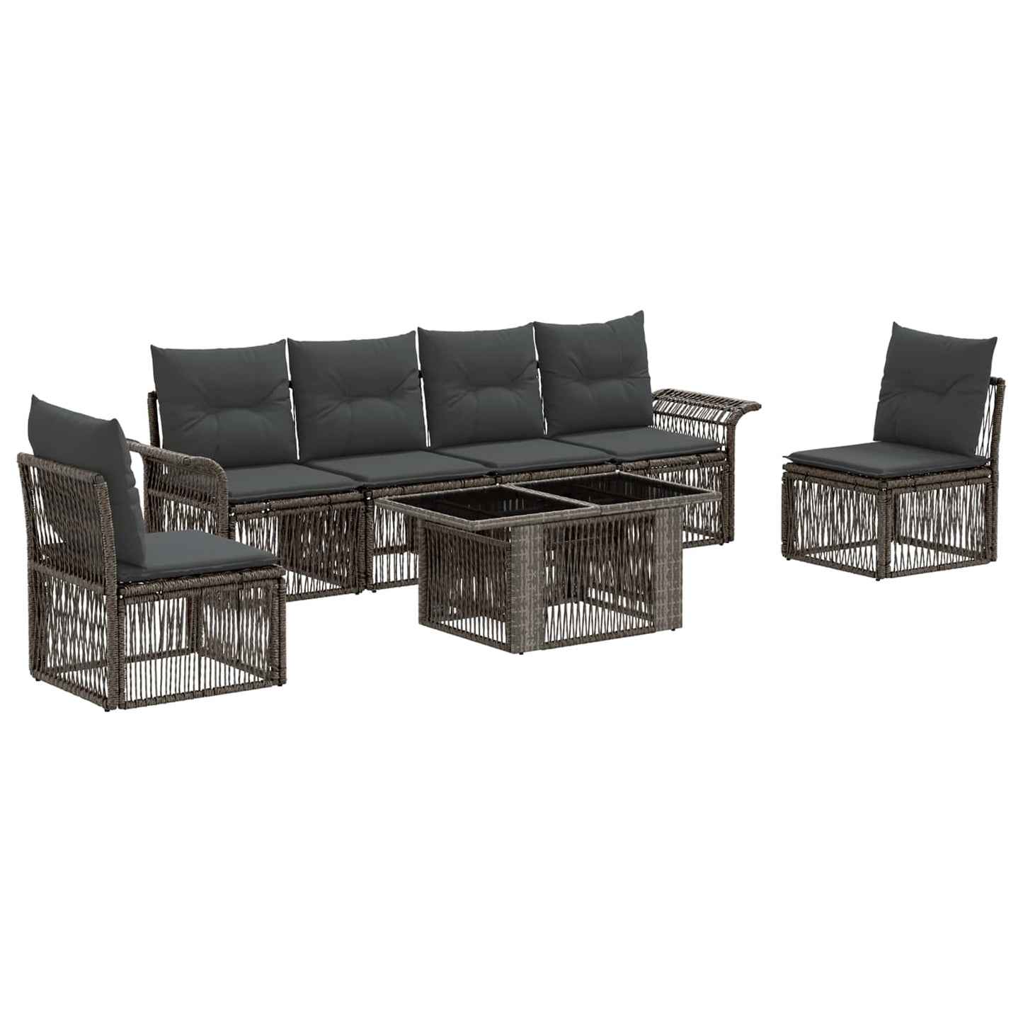 Gartensofa-set 7 stk. Grau und Dunkelgrau Poly-Rattan