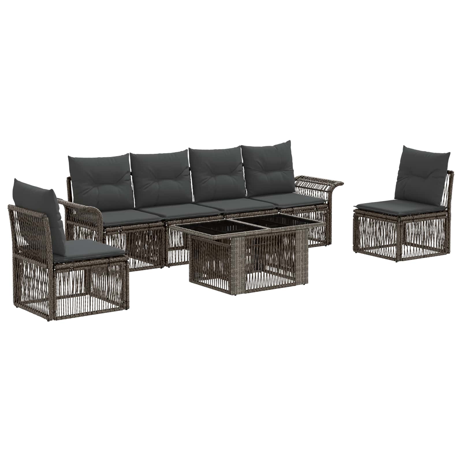 Gartensofa-set 7 stk. Grau und Dunkelgrau Poly-Rattan