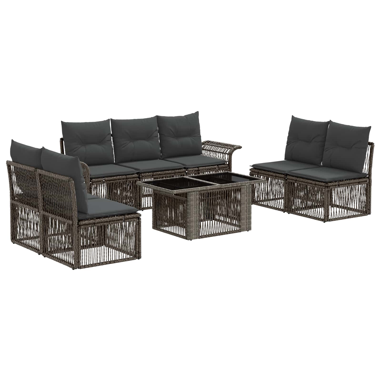 Gartensofa-set 8 stk. Grau und Dunkelgrau Poly-Rattan