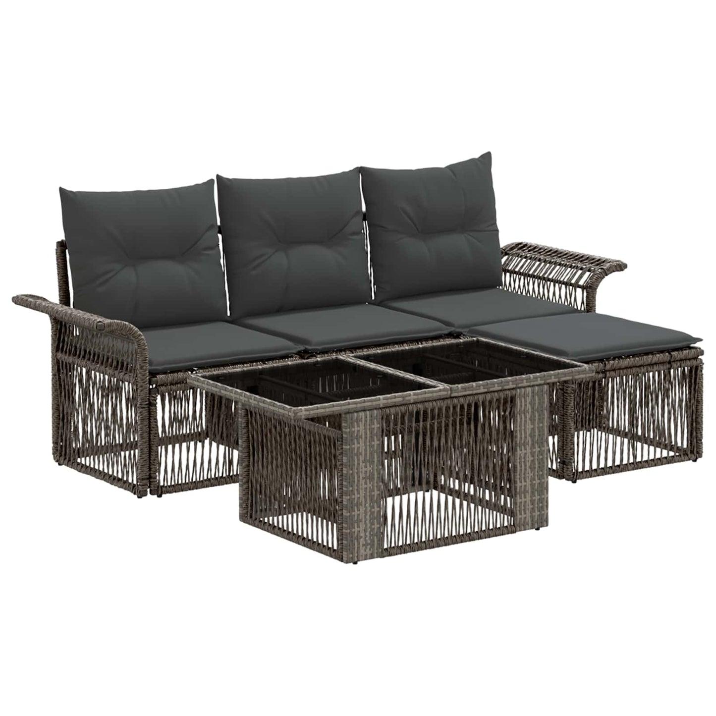 Gartensofa-set 5 stk. Grau und Dunkelgrau Poly-Rattan