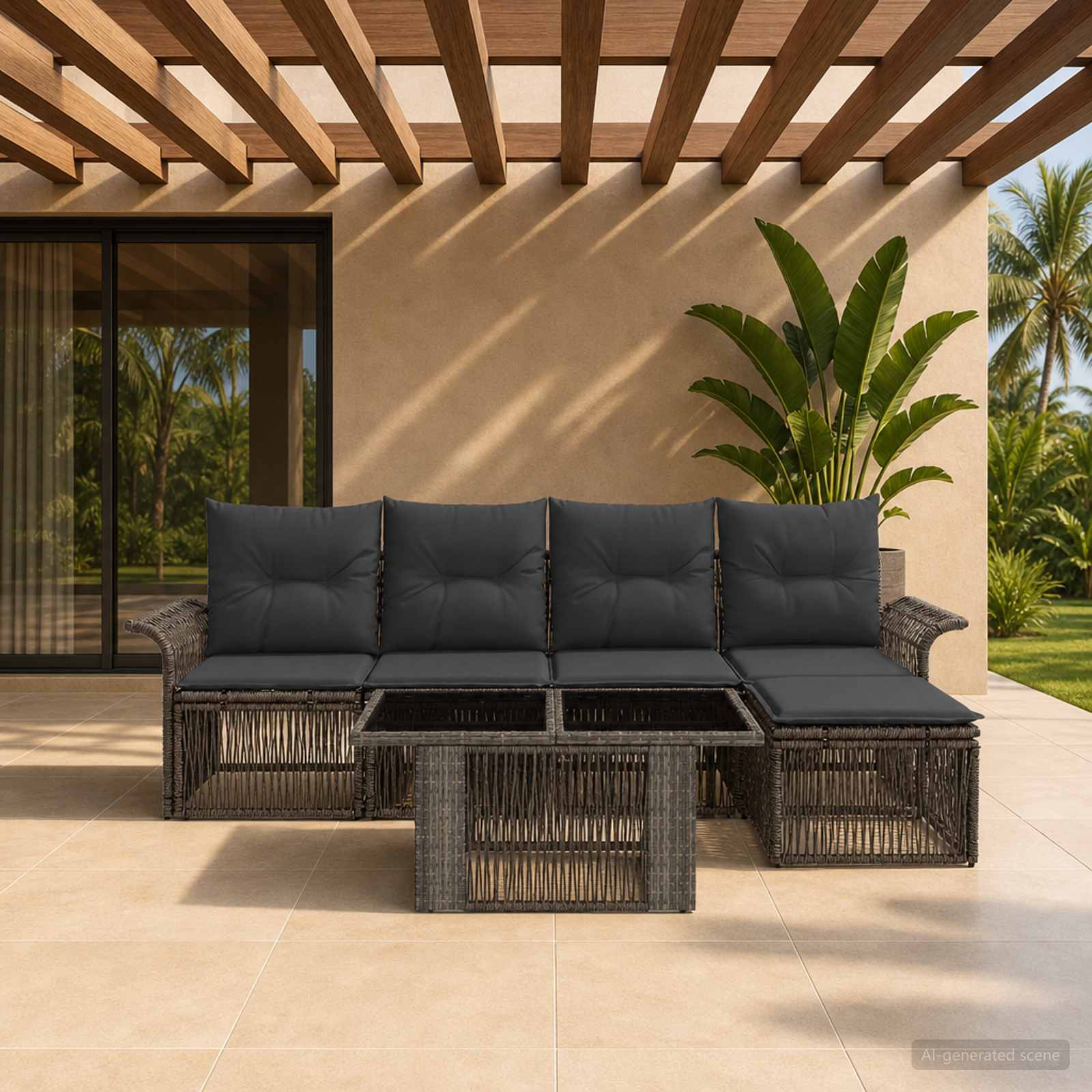 Gartensofa-set 6 stk. Grau und Dunkelgrau Poly-Rattan