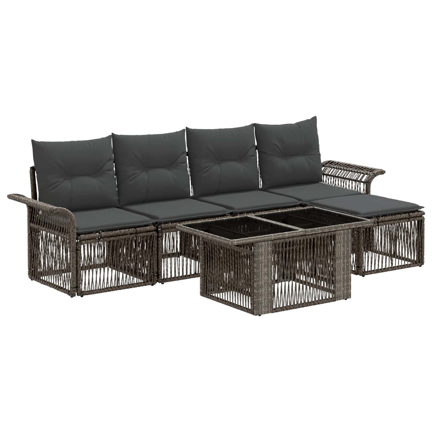 Gartensofa-set 6 stk. Grau und Dunkelgrau Poly-Rattan