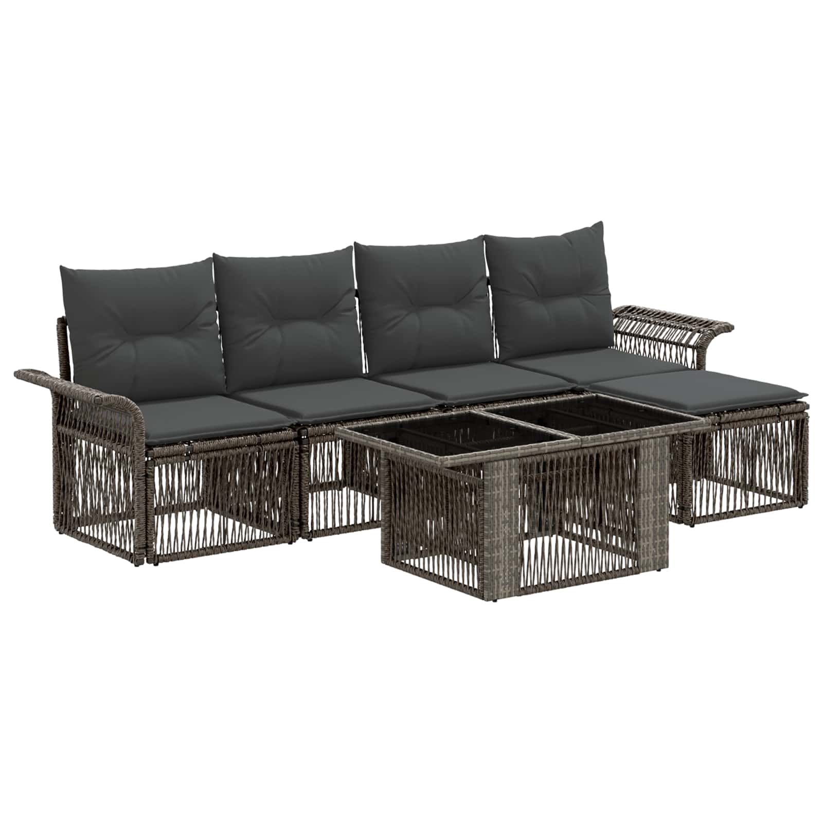 Gartensofa-set 6 stk. Grau und Dunkelgrau Poly-Rattan