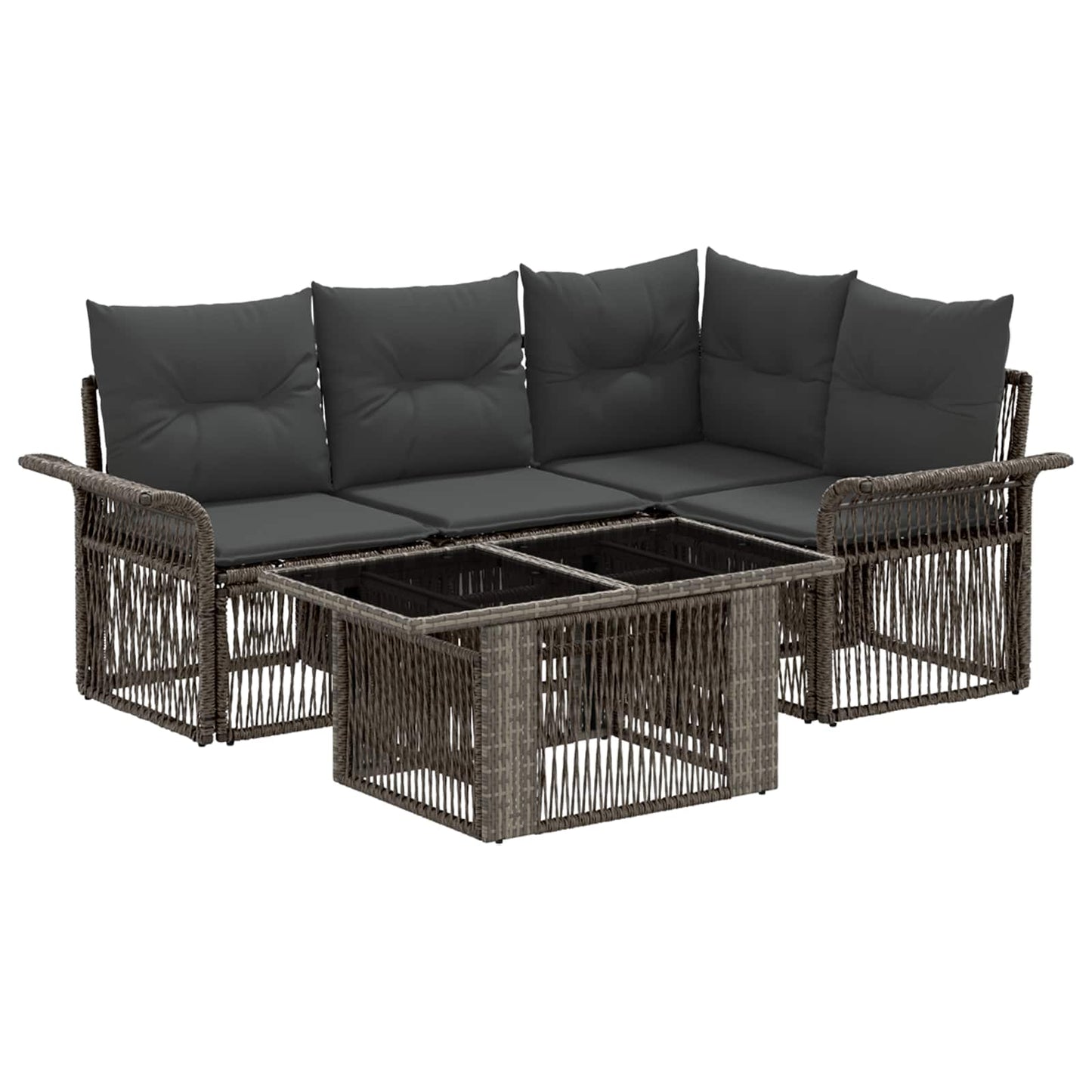 Gartensofa-set 5 stk. Grau und Dunkelgrau Poly-Rattan