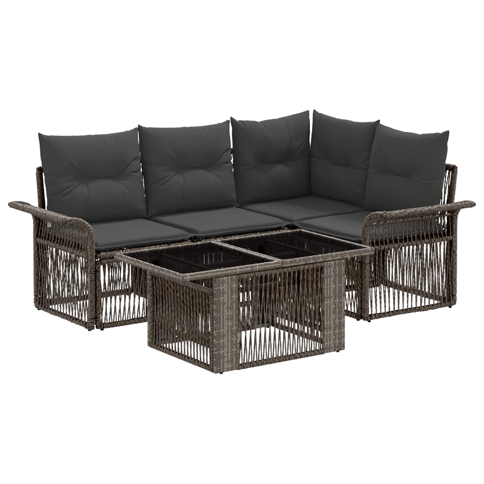 Gartensofa-set 5 stk. Grau und Dunkelgrau Poly-Rattan