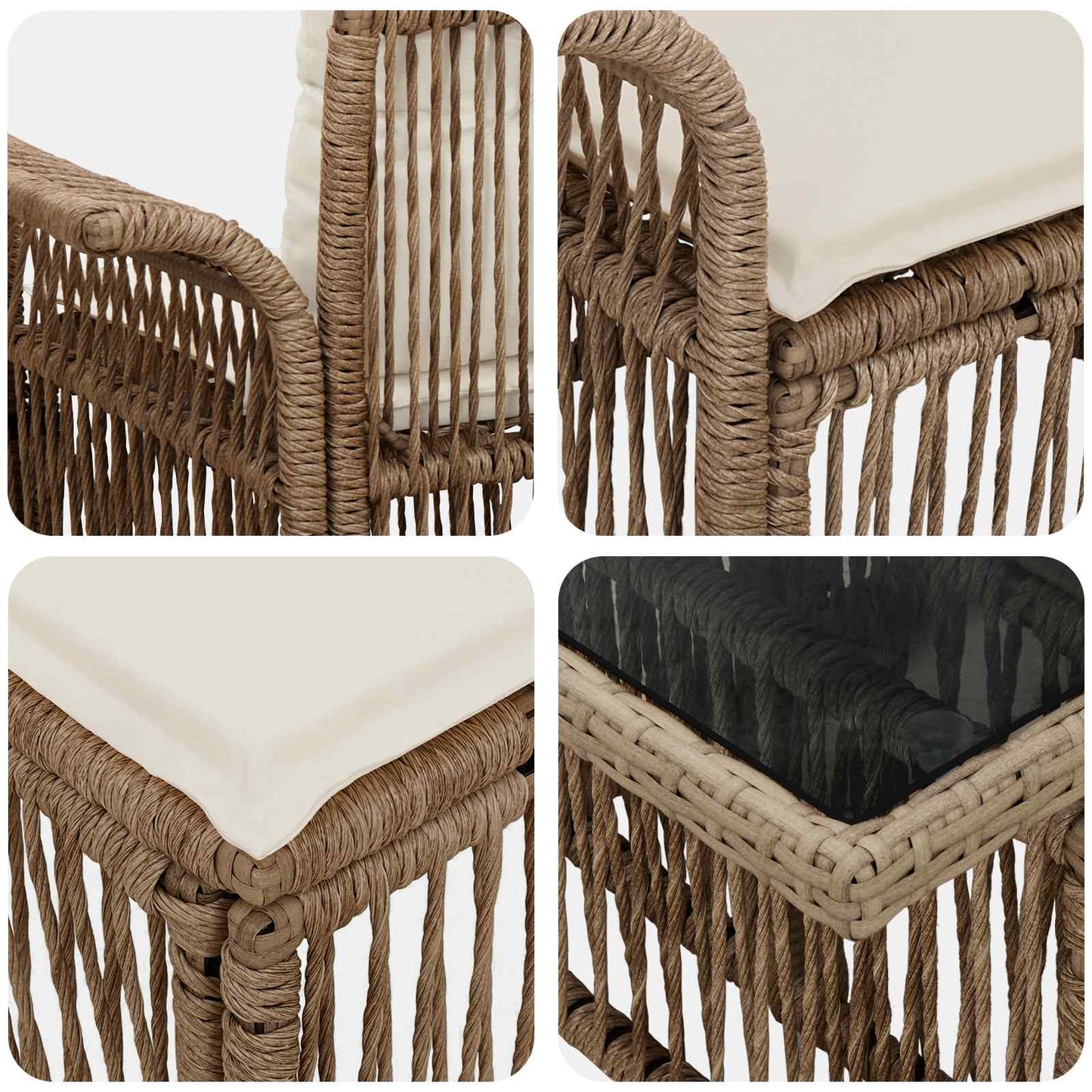 Gartensofa-set 5 stk. Beige und Cremeweiß Poly-Rattan