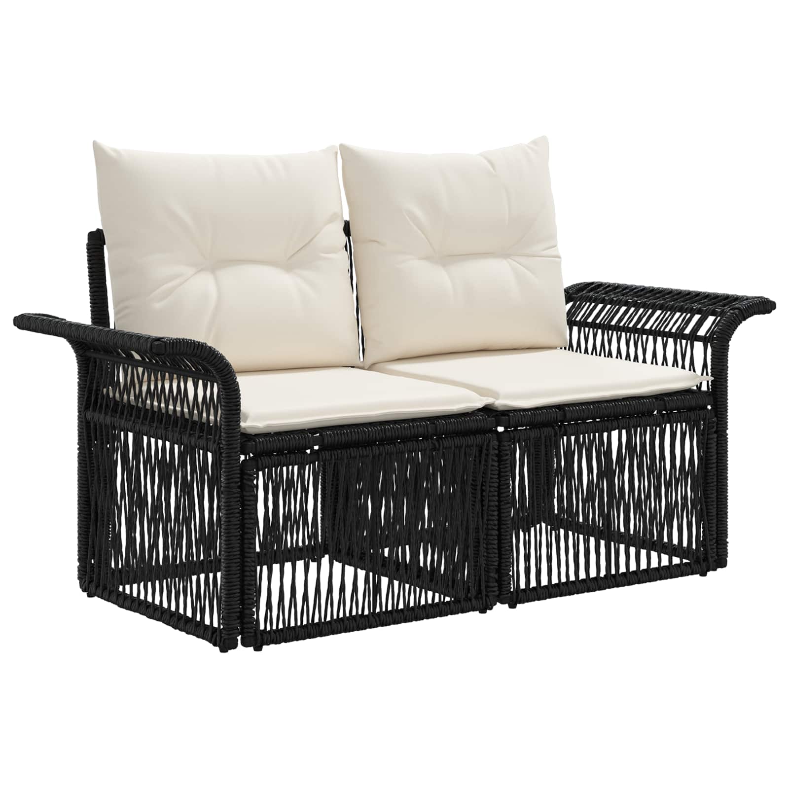 Gartensofa-set 6 stk. Schwarz und Cremeweiß Poly-Rattan