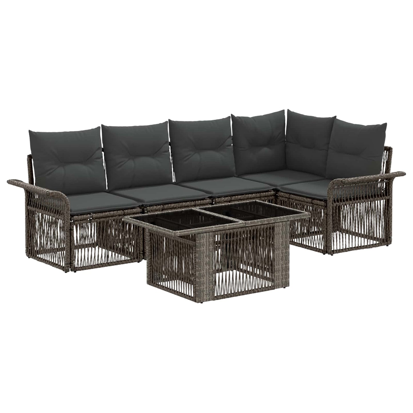 Gartensofa-set 6 stk. Grau und Dunkelgrau Poly-Rattan