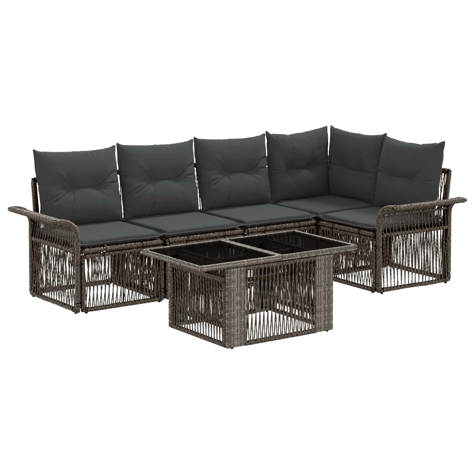 Gartensofa-set 6 stk. Grau und Dunkelgrau Poly-Rattan
