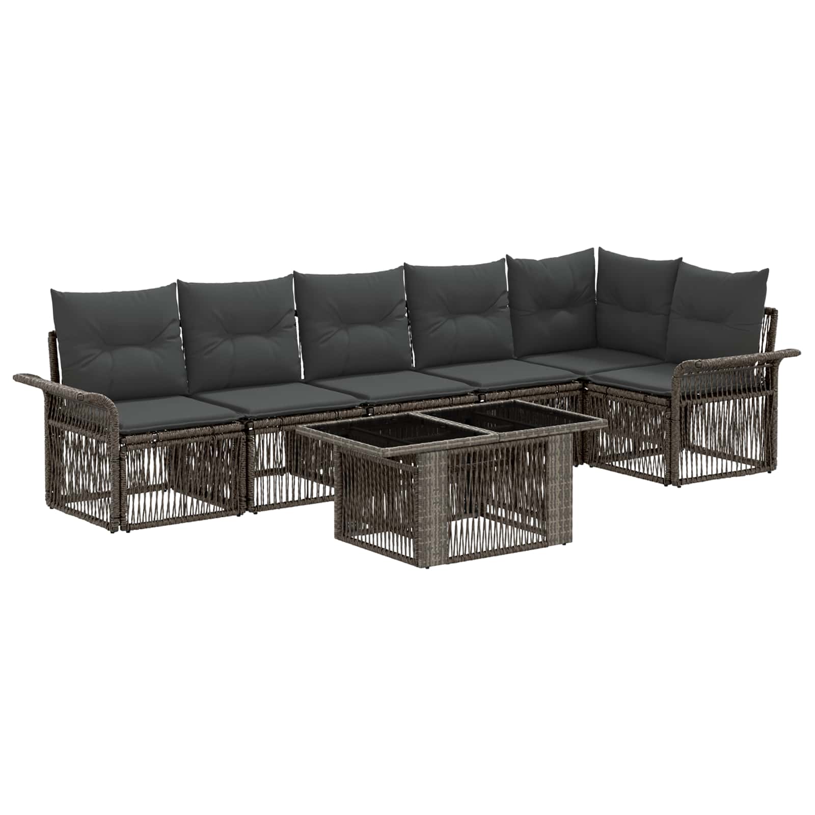 Gartensofa-set 7 stk. Grau und Dunkelgrau Poly-Rattan