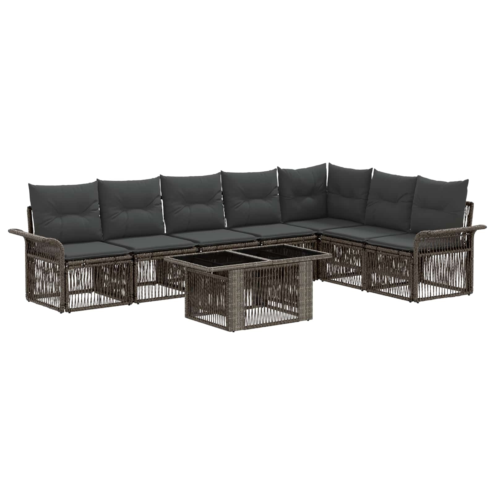 Gartensofa-set 8 stk. Grau und Dunkelgrau Poly-Rattan