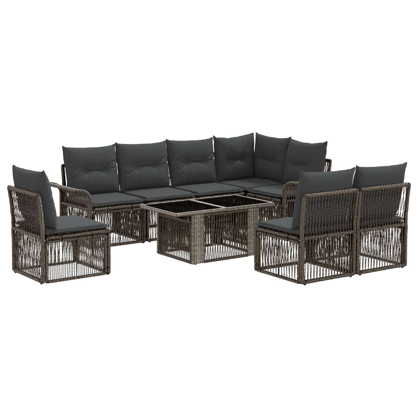 Gartensofa-set 9 stk. Grau und Dunkelgrau Poly-Rattan
