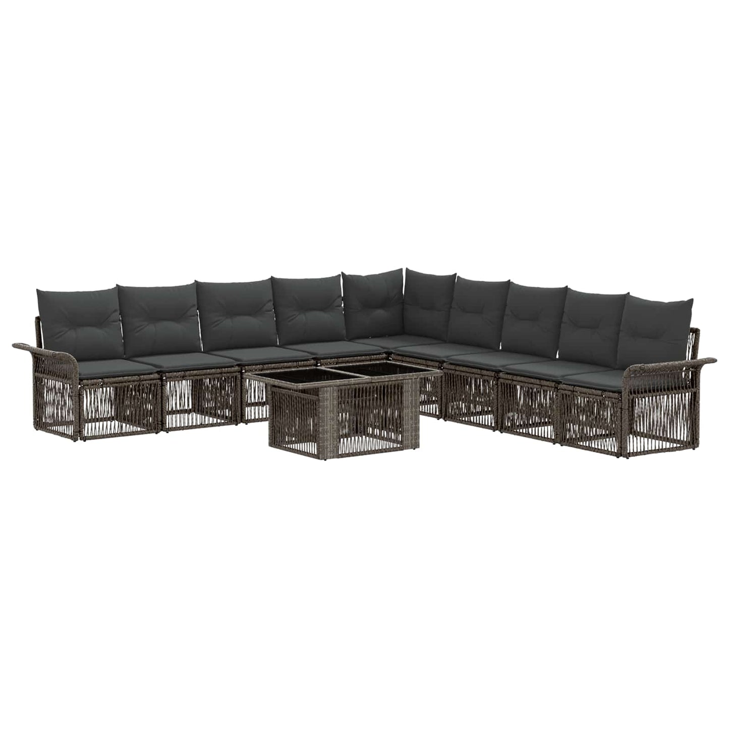Gartensofa-set 10 stk. Grau und Dunkelgrau Poly-Rattan