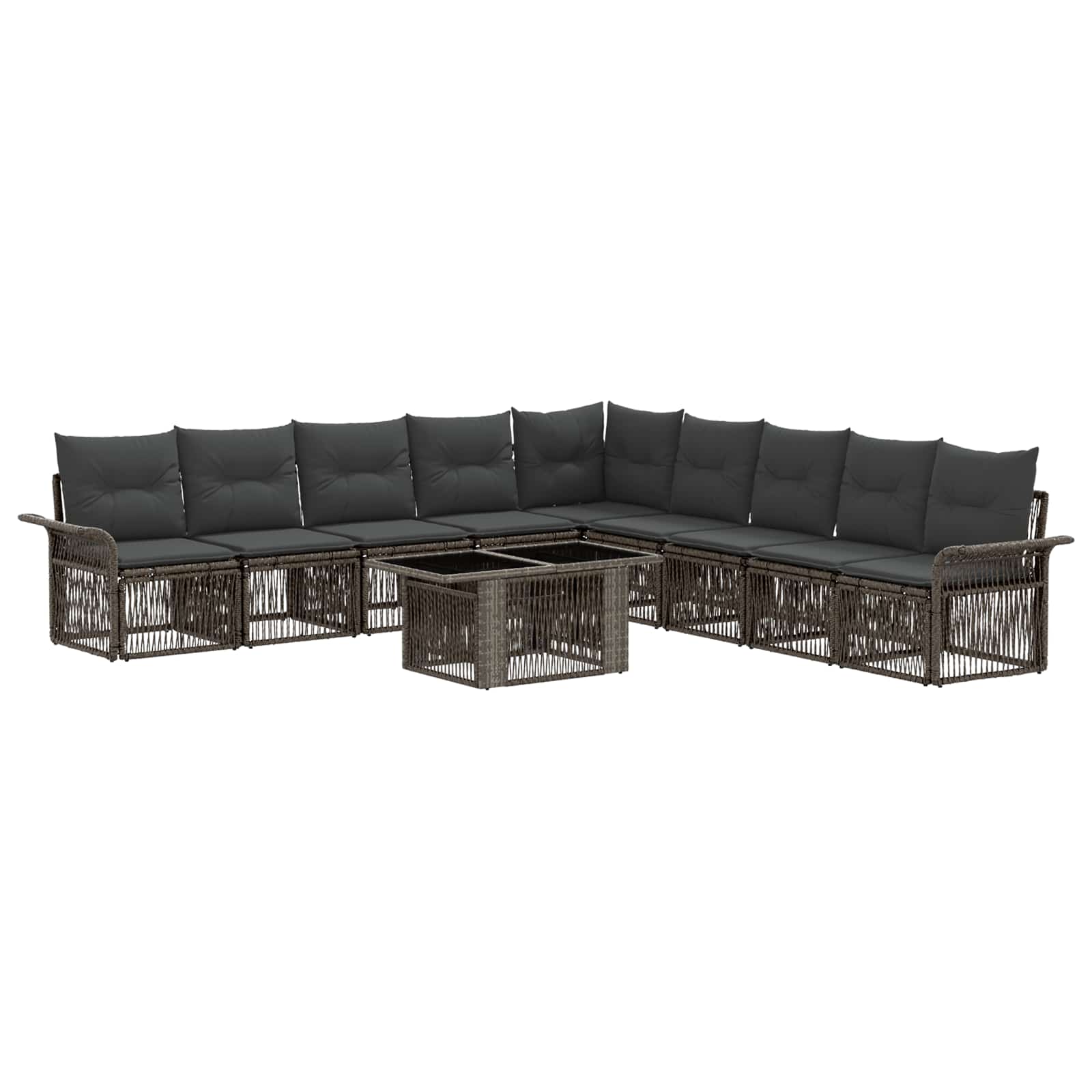Gartensofa-set 10 stk. Grau und Dunkelgrau Poly-Rattan