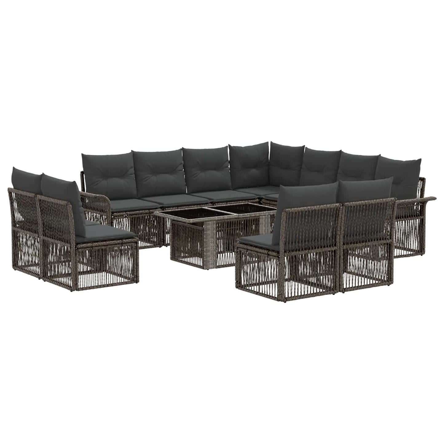 Gartensofa-set 12 stk. Grau und Dunkelgrau Poly-Rattan