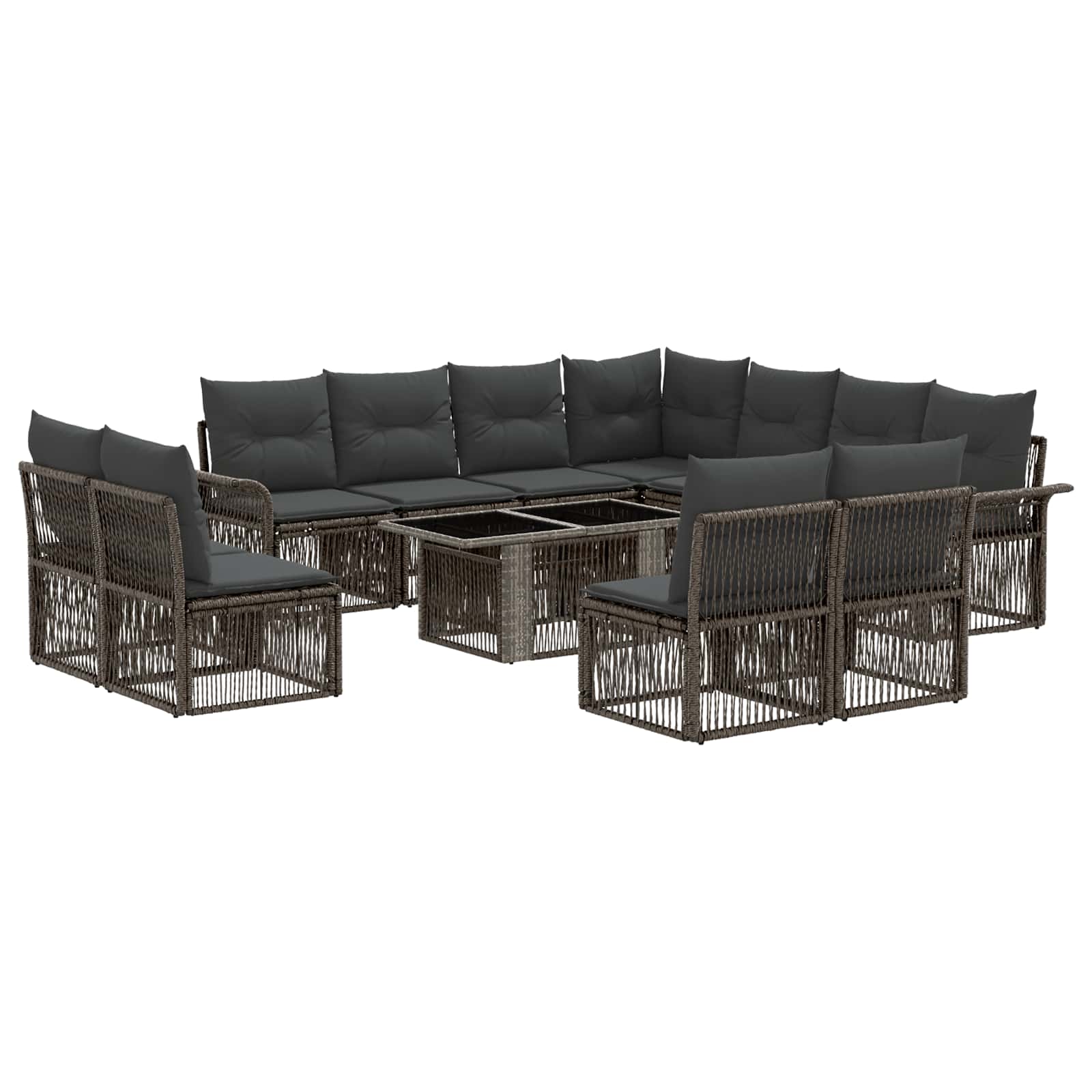 Gartensofa-set 12 stk. Grau und Dunkelgrau Poly-Rattan