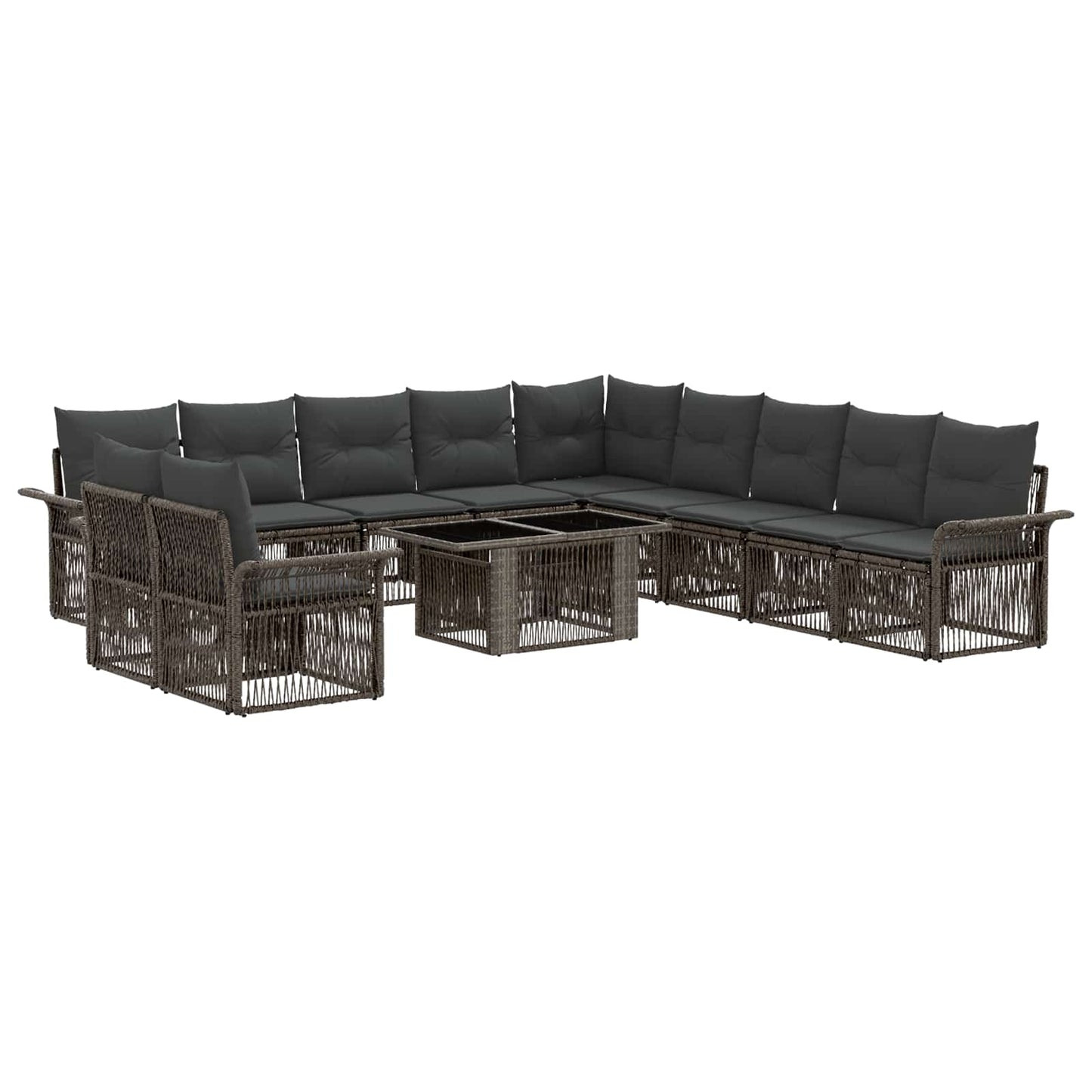 Gartensofa-set 12 stk. Grau und Dunkelgrau Poly-Rattan