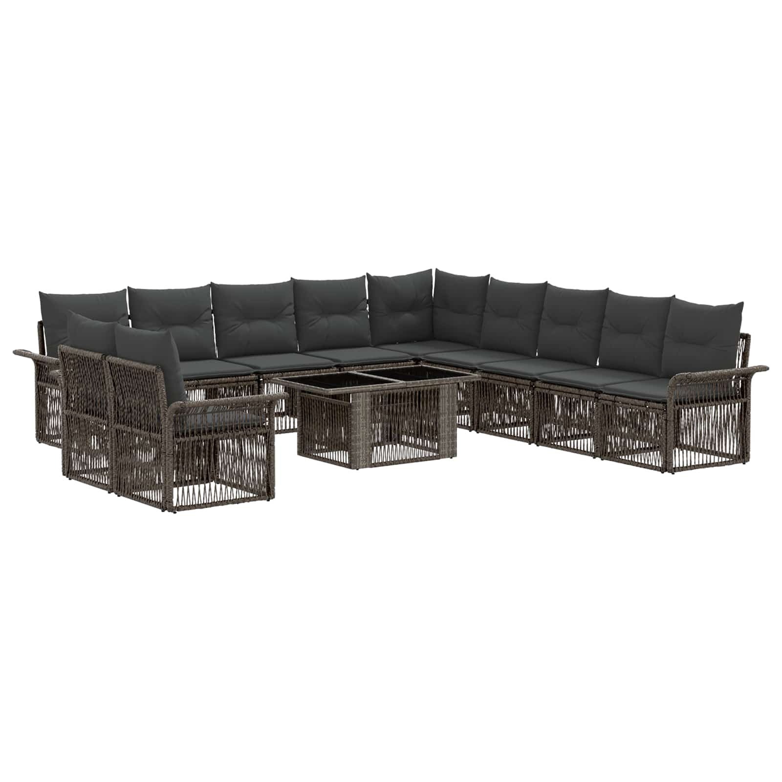 Gartensofa-set 12 stk. Grau und Dunkelgrau Poly-Rattan