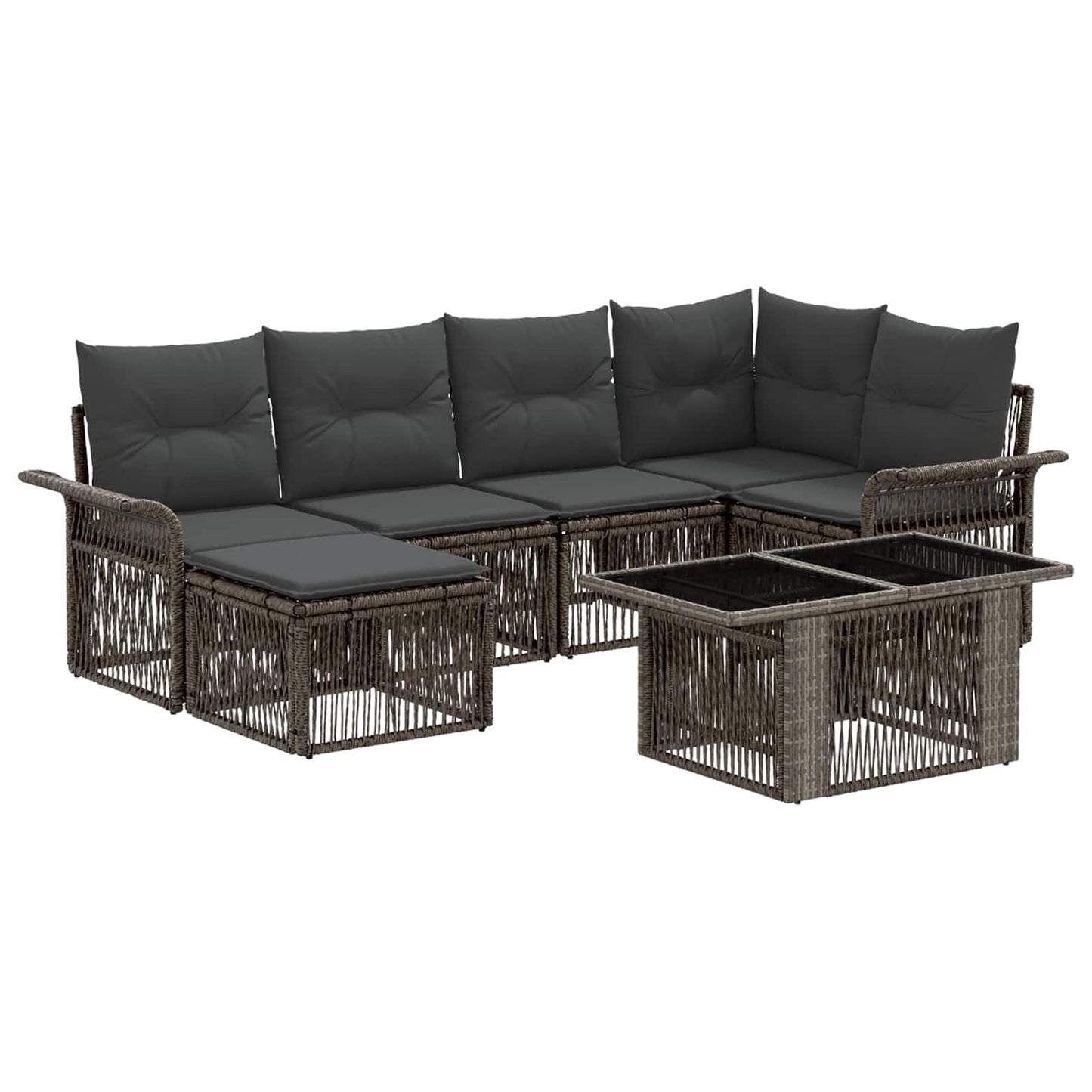 Gartensofa-set 7 stk. Grau und Dunkelgrau Poly-Rattan
