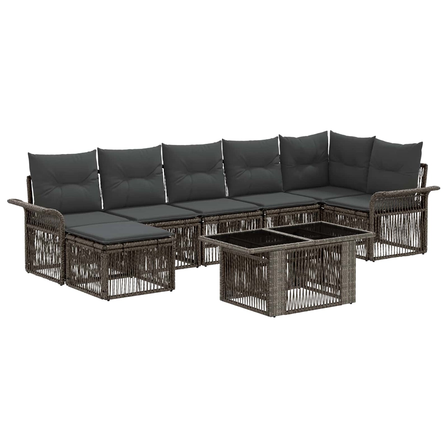 Gartensofa-set 8 stk. Grau und Dunkelgrau Poly-Rattan