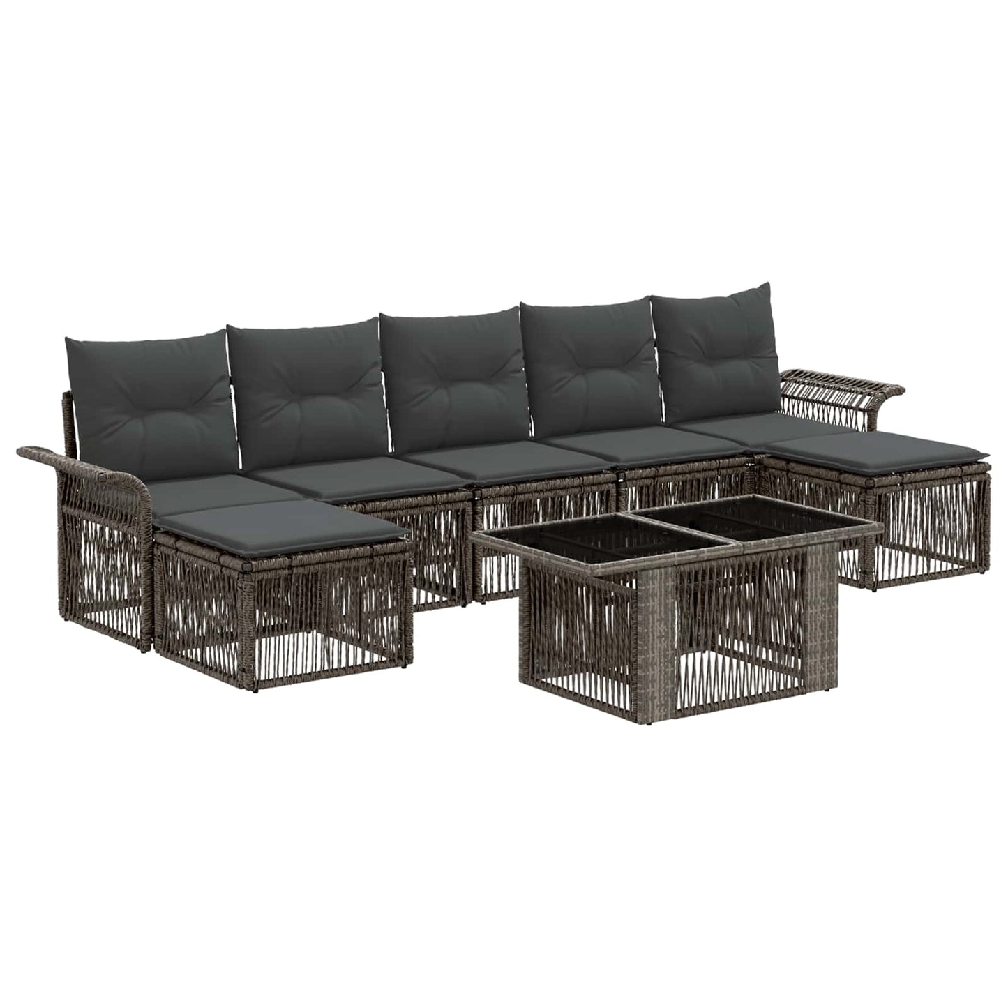 Gartensofa-set 8 stk. Grau und Dunkelgrau Poly-Rattan