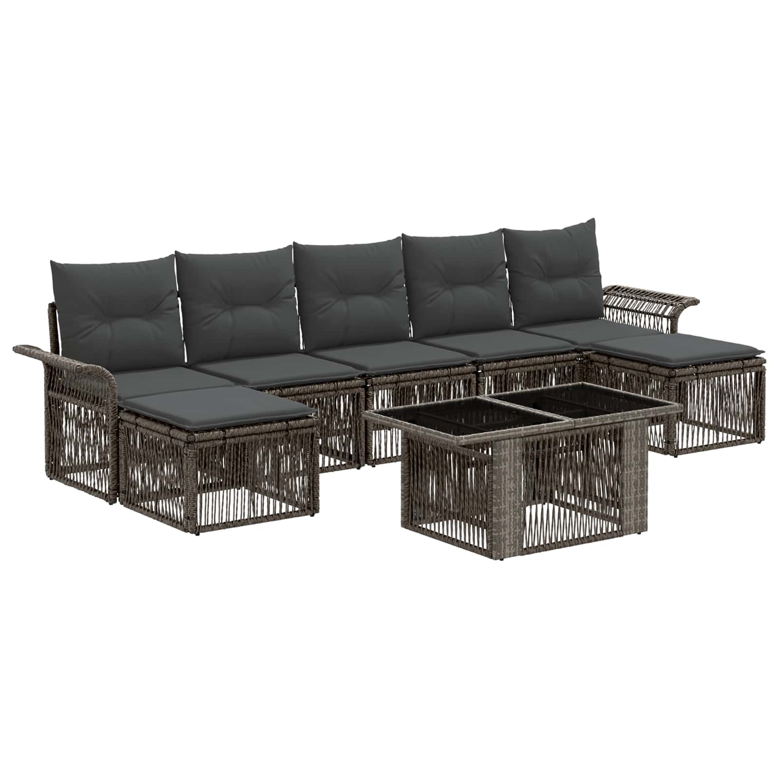 Gartensofa-set 8 stk. Grau und Dunkelgrau Poly-Rattan